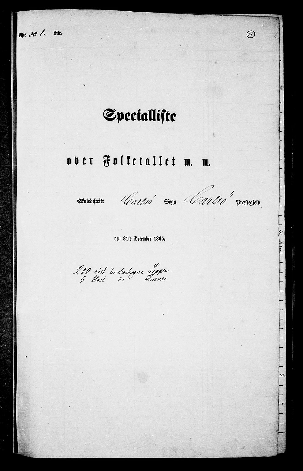 RA, 1865 census for Karlsøy, 1865, p. 10