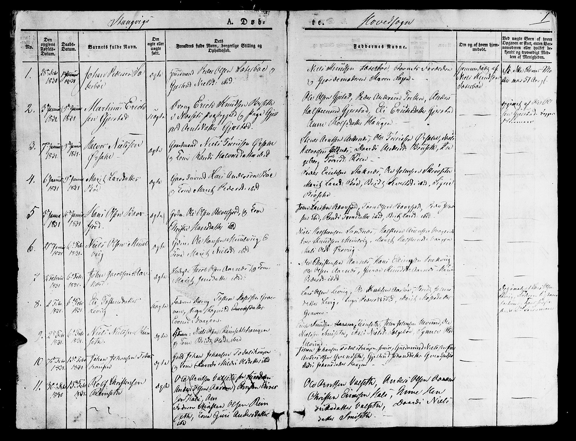 Ministerialprotokoller, klokkerbøker og fødselsregistre - Møre og Romsdal, SAT/A-1454/592/L1024: Parish register (official) no. 592A03 /1, 1831-1849, p. 1