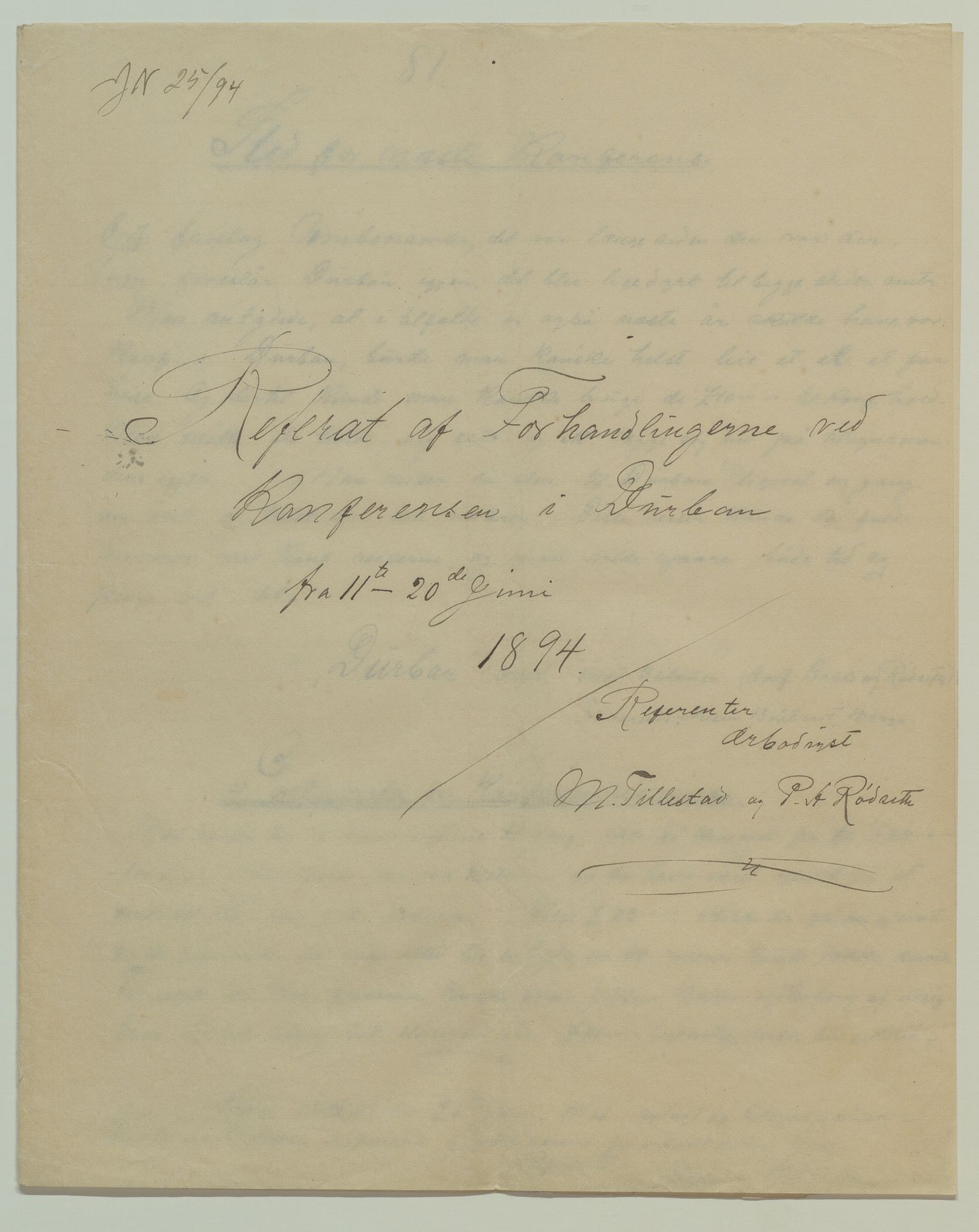 Det Norske Misjonsselskap - hovedadministrasjonen, VID/MA-A-1045/D/Da/Daa/L0040/0007: Konferansereferat og årsberetninger / Konferansereferat fra Sør-Afrika., 1894