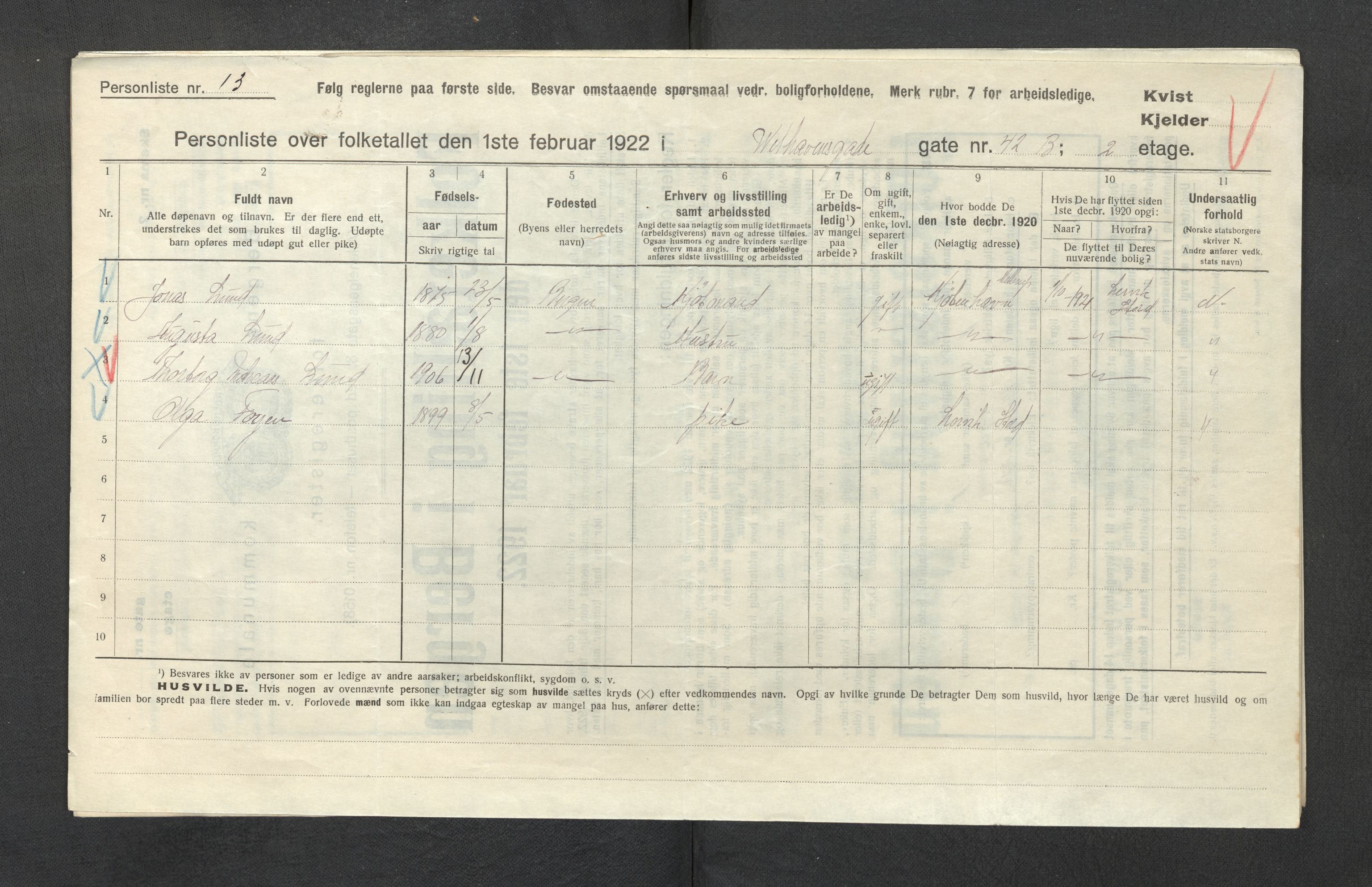 SAB, Municipal Census 1922 for Bergen, 1922, p. 47266