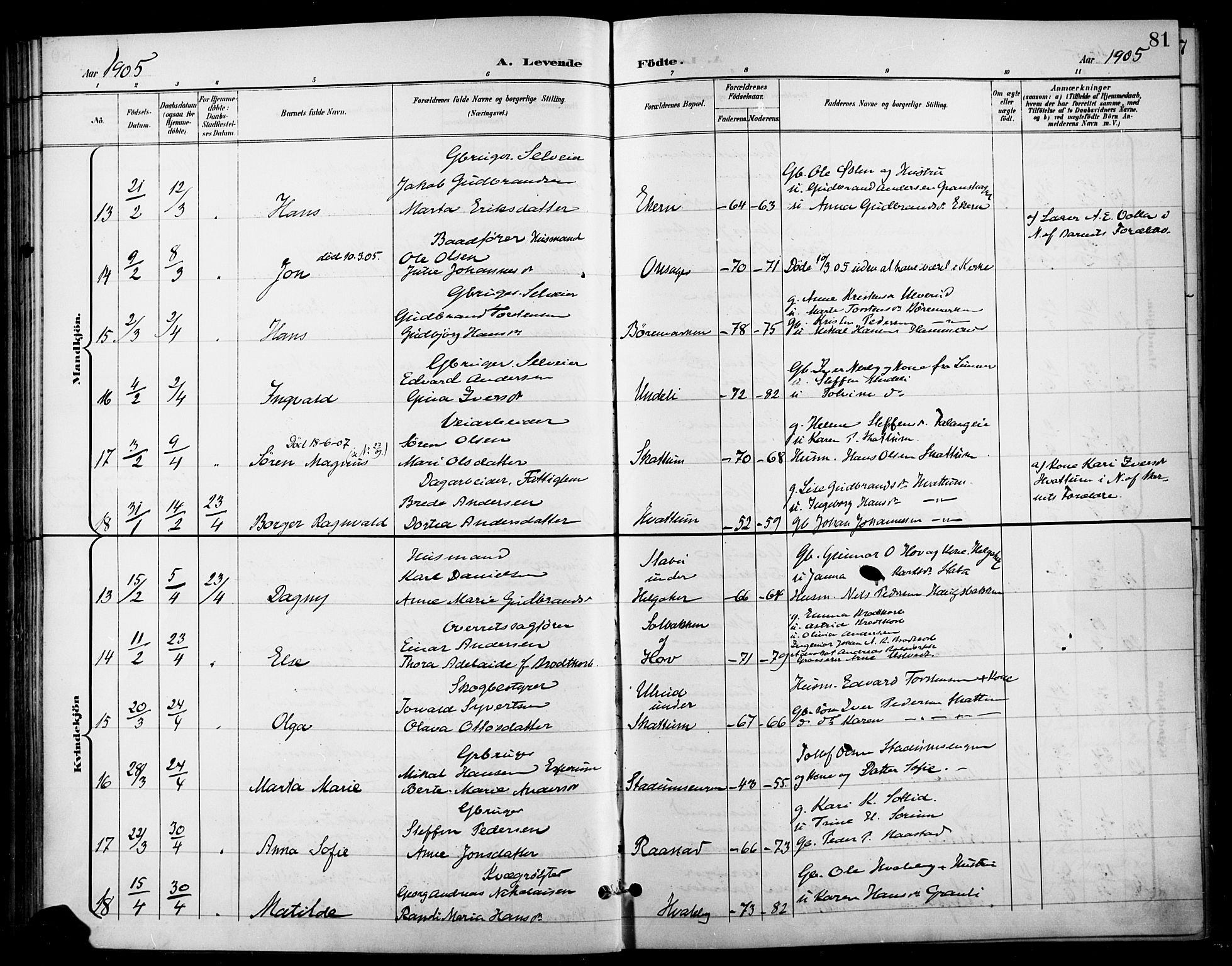 Gran prestekontor, SAH/PREST-112/H/Ha/Haa/L0019: Parish register (official) no. 19, 1898-1907, p. 81