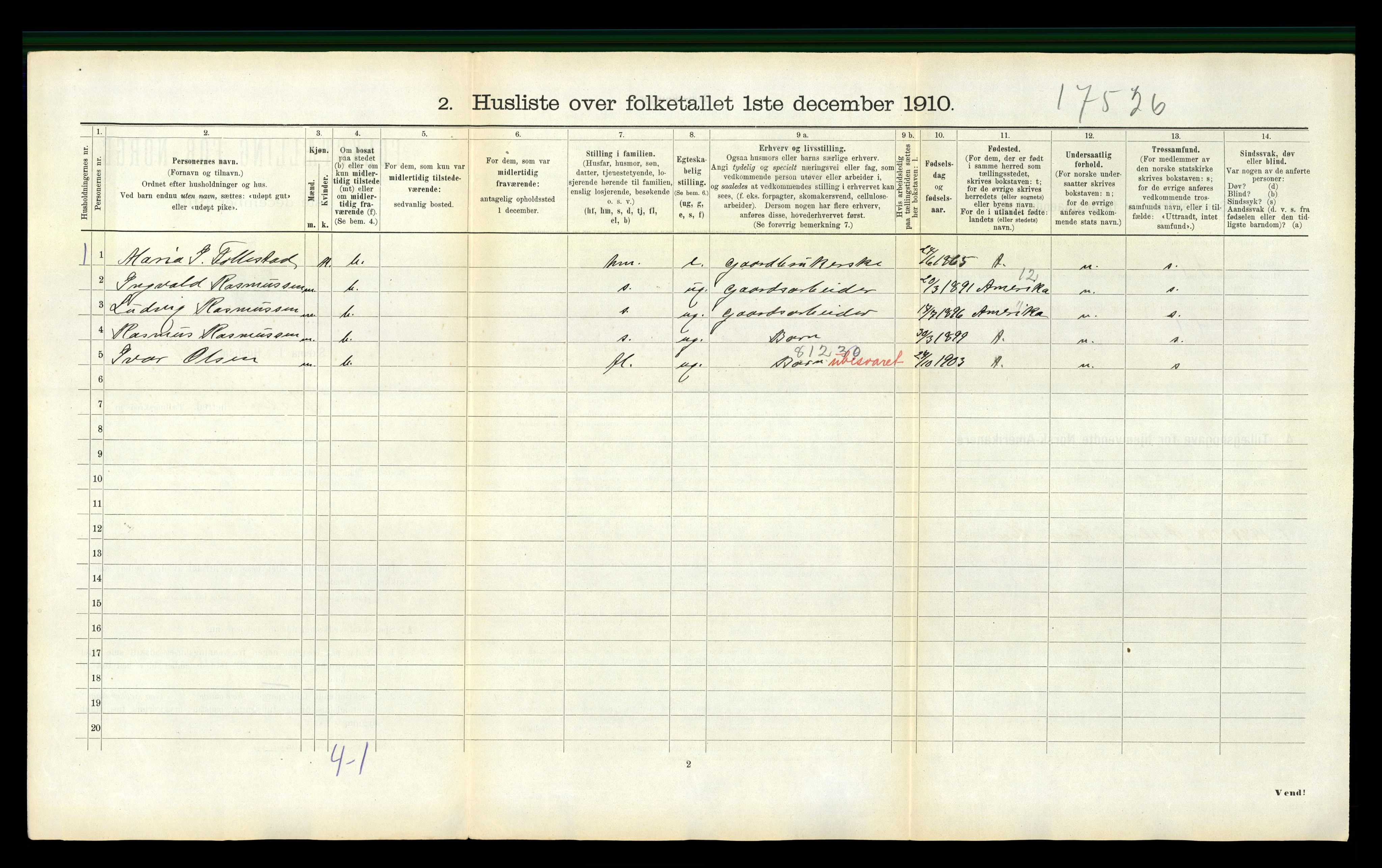 RA, 1910 census for Ørsta, 1910, p. 619