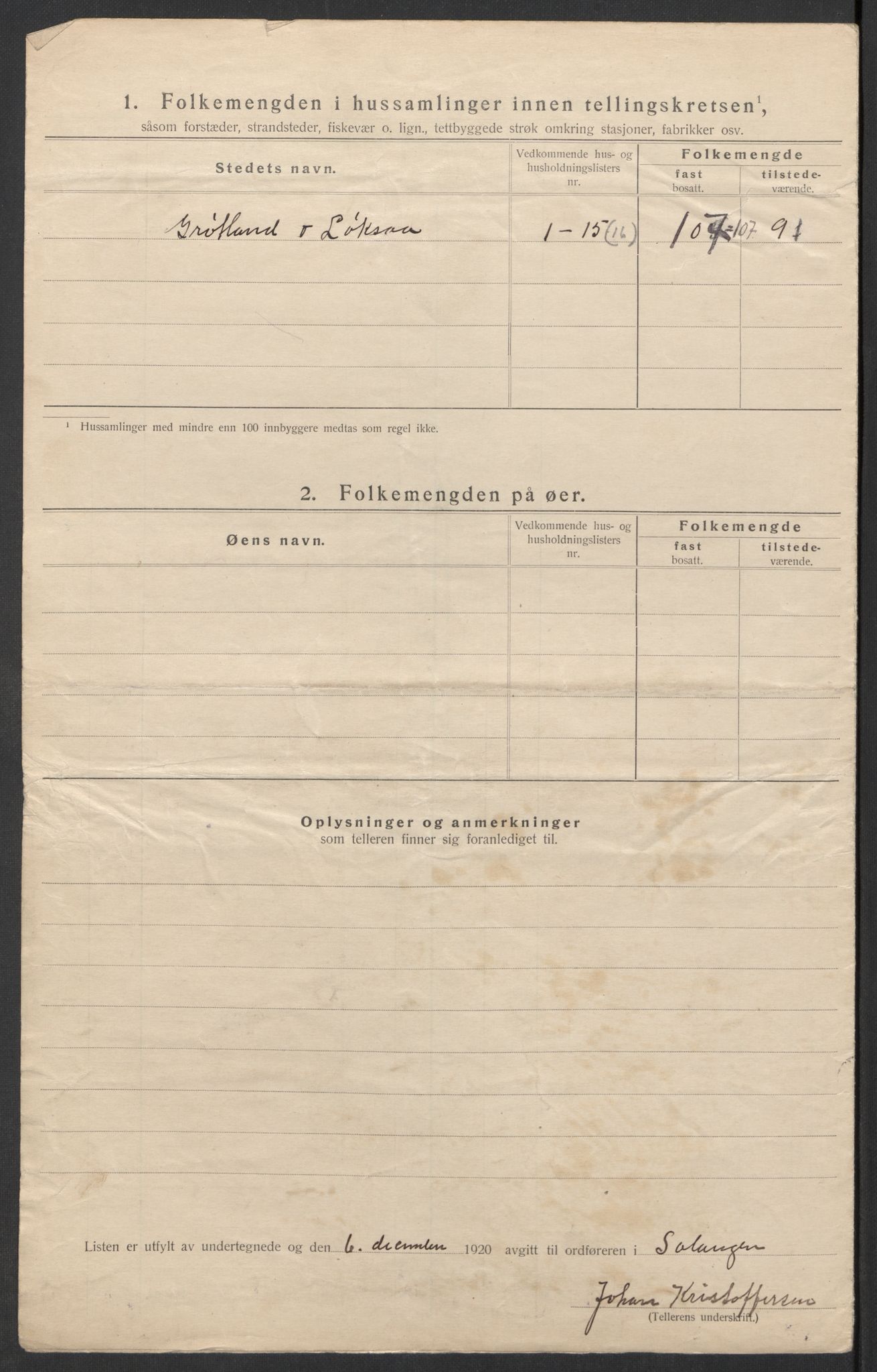 SATØ, 1920 census for Salangen, 1920, p. 8