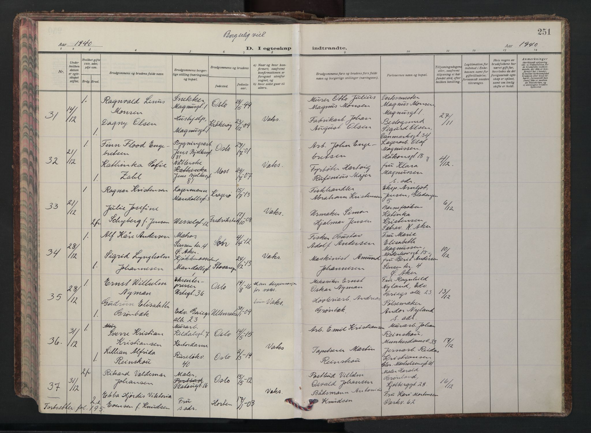 Grønland prestekontor Kirkebøker, AV/SAO-A-10848/F/Fa/L0020: Parish register (official) no. 20, 1935-1946, p. 251