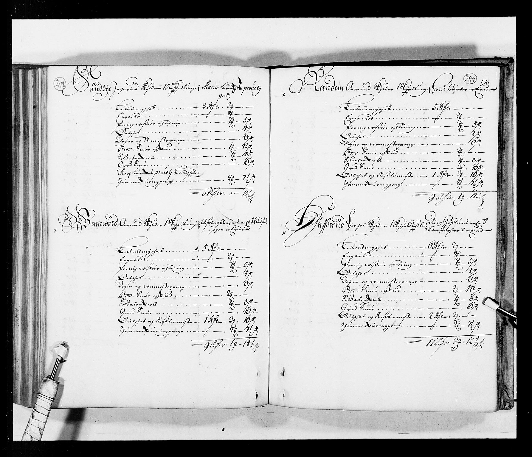 Stattholderembetet 1572-1771, AV/RA-EA-2870/Ek/L0034/0001: Jordebøker 1662-1720: / Matrikkel for Nedre Romerike, 1685, p. 298-299