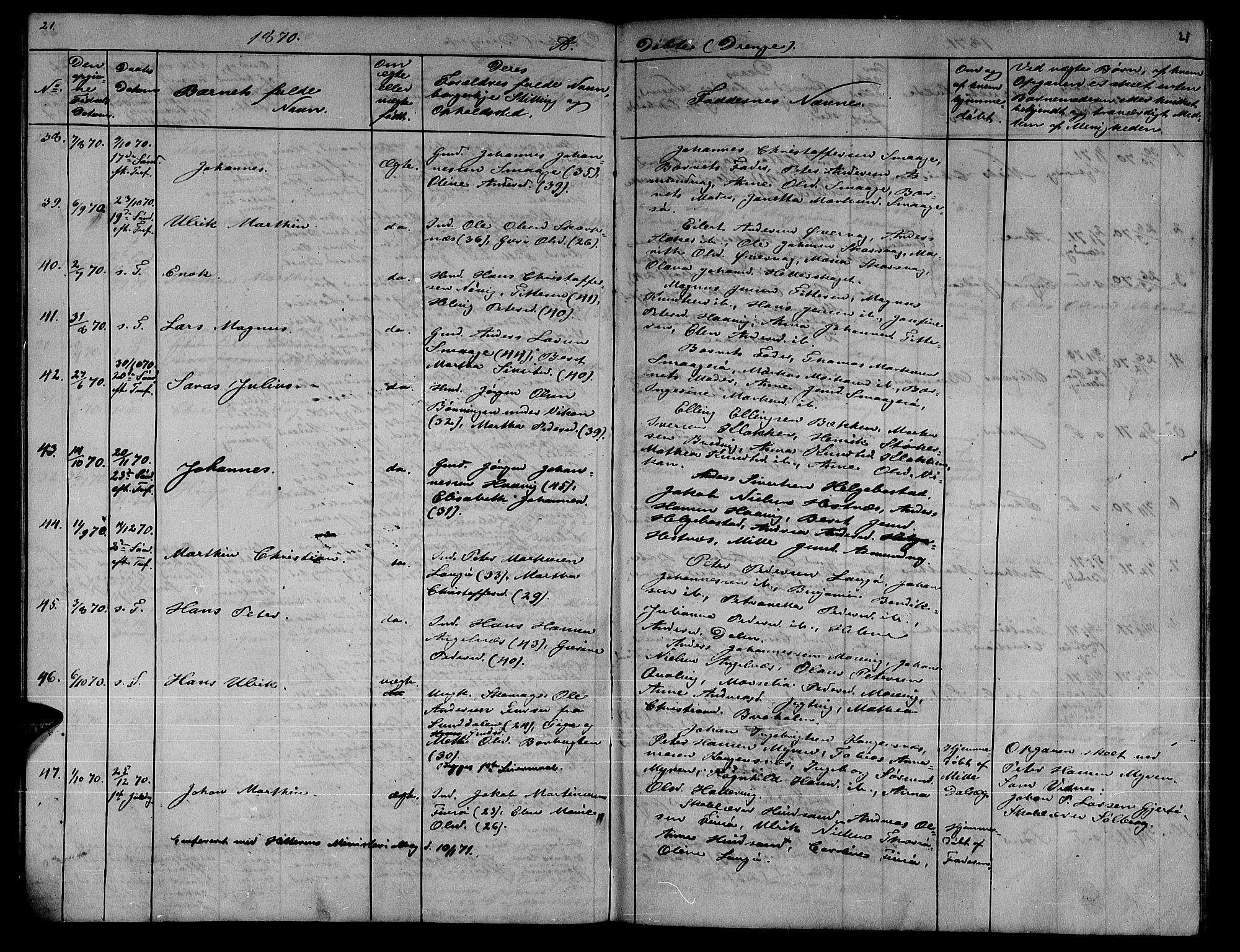 Ministerialprotokoller, klokkerbøker og fødselsregistre - Sør-Trøndelag, SAT/A-1456/634/L0539: Parish register (copy) no. 634C01, 1866-1873, p. 21