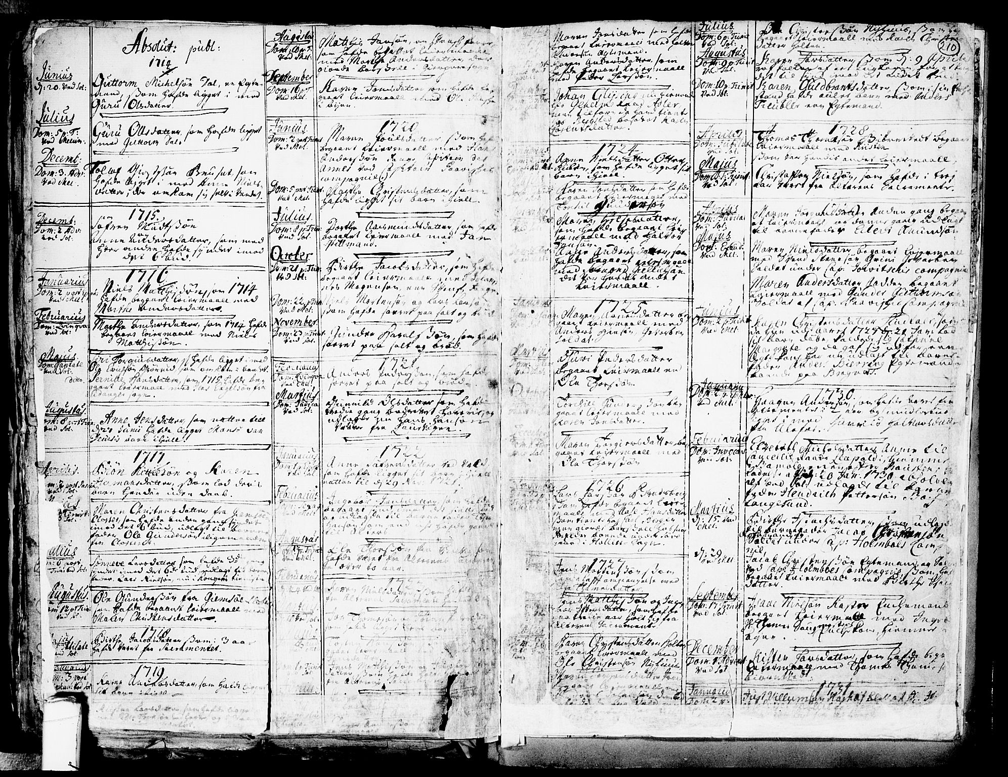 Solum kirkebøker, SAKO/A-306/F/Fa/L0002: Parish register (official) no. I 2, 1713-1761, p. 210