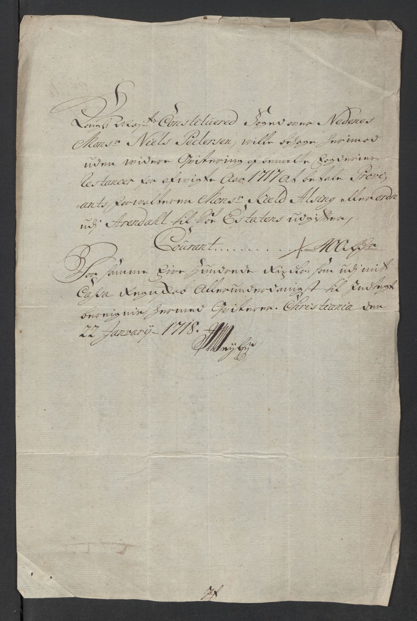 Rentekammeret inntil 1814, Reviderte regnskaper, Fogderegnskap, AV/RA-EA-4092/R39/L2326: Fogderegnskap Nedenes, 1717, p. 416