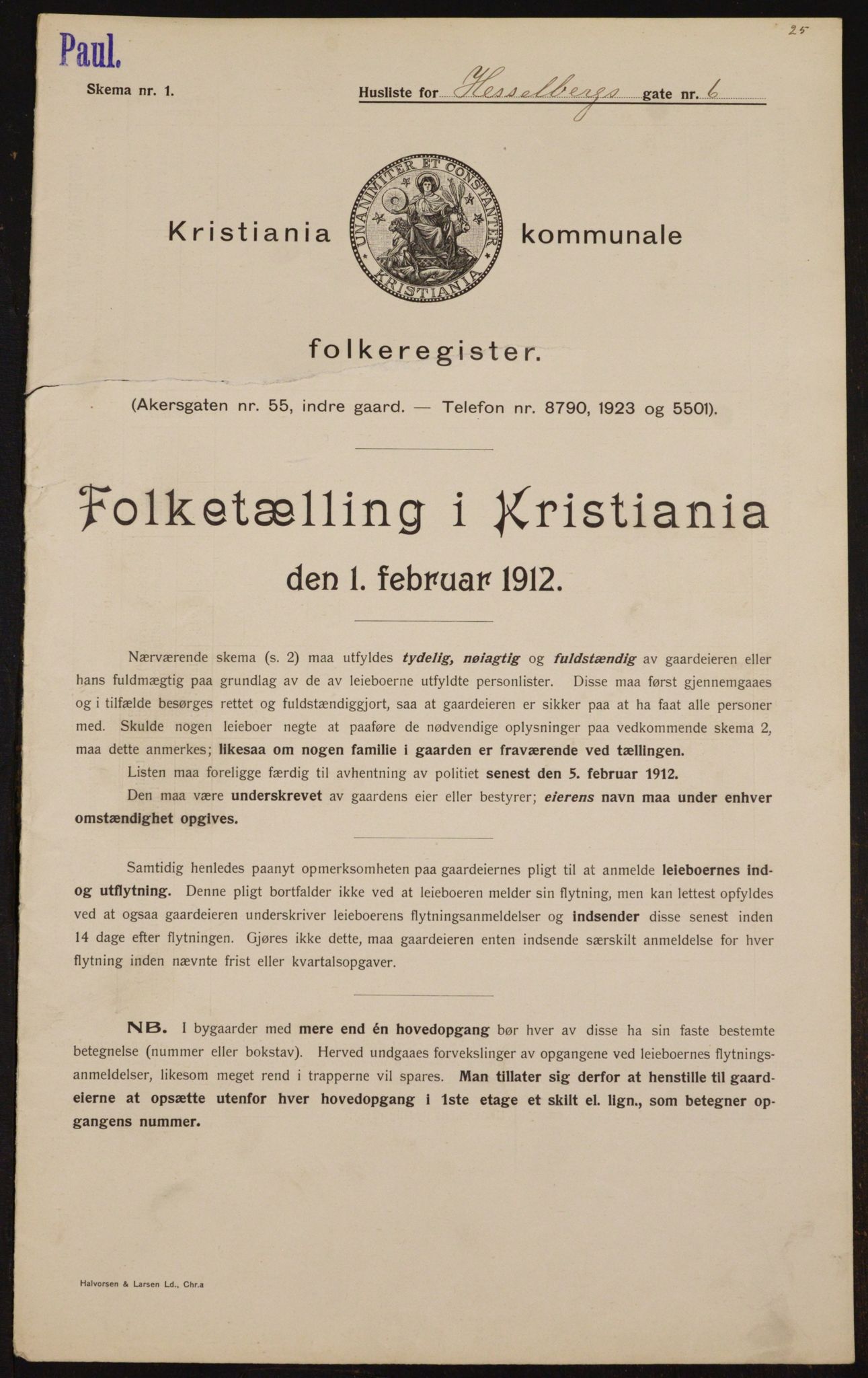 OBA, Municipal Census 1912 for Kristiania, 1912, p. 40243