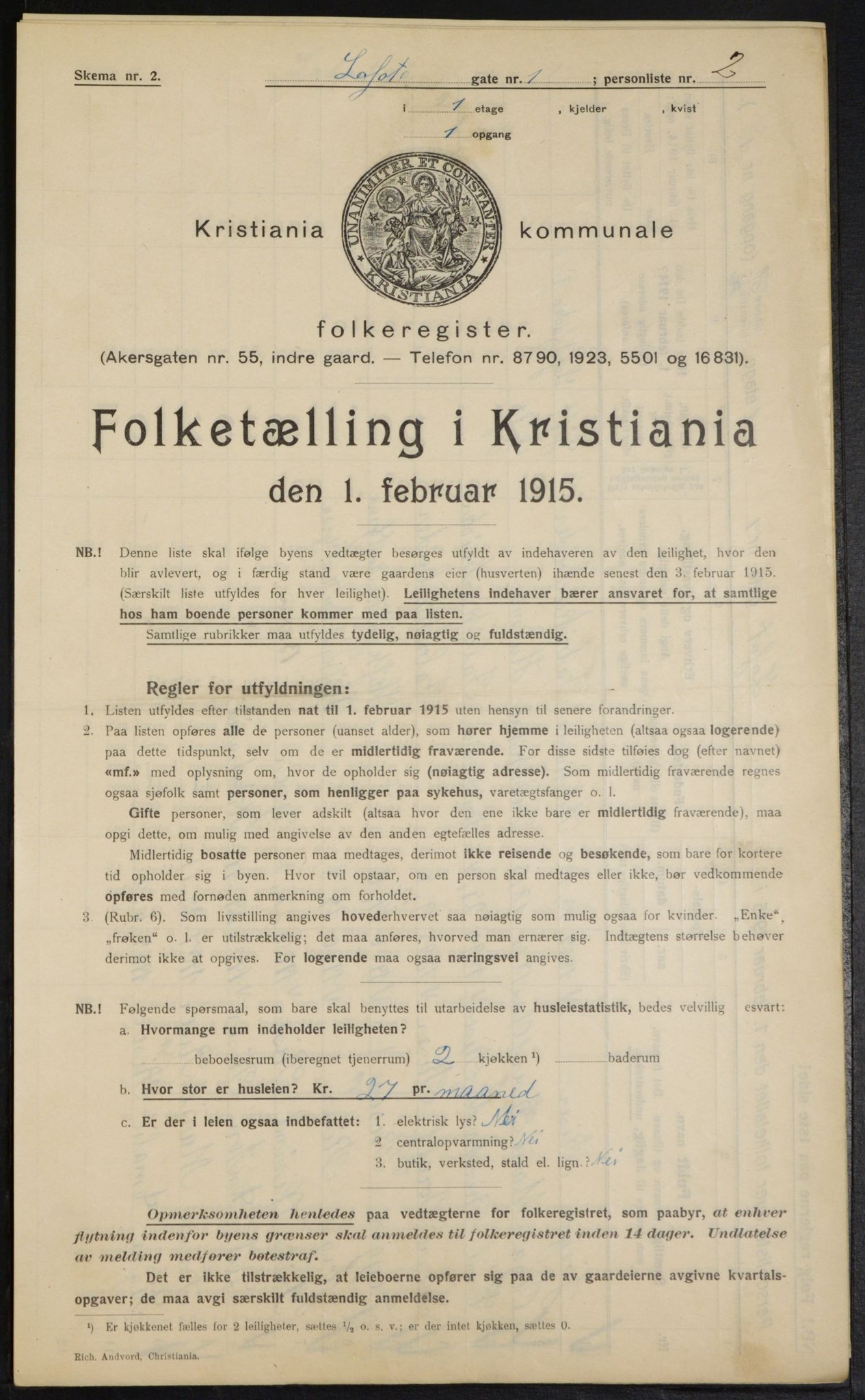 OBA, Municipal Census 1915 for Kristiania, 1915, p. 57732