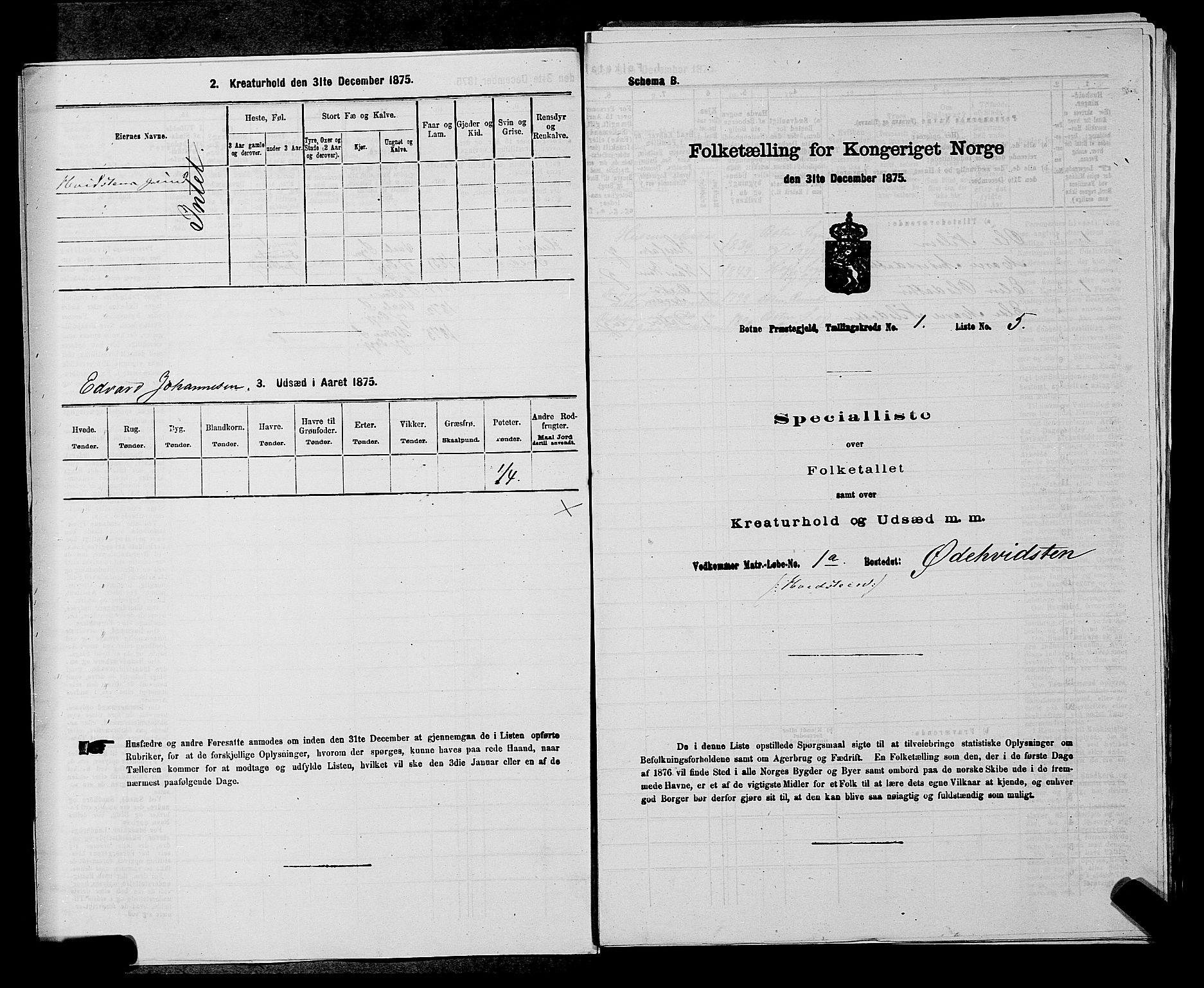 SAKO, 1875 census for 0715P Botne, 1875, p. 54