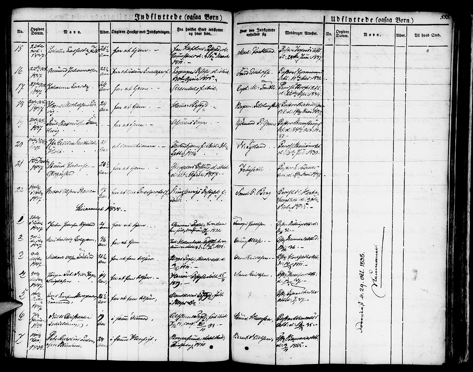 Nykirken Sokneprestembete, SAB/A-77101/H/Haa/L0012: Parish register (official) no. A 12, 1821-1844, p. 555