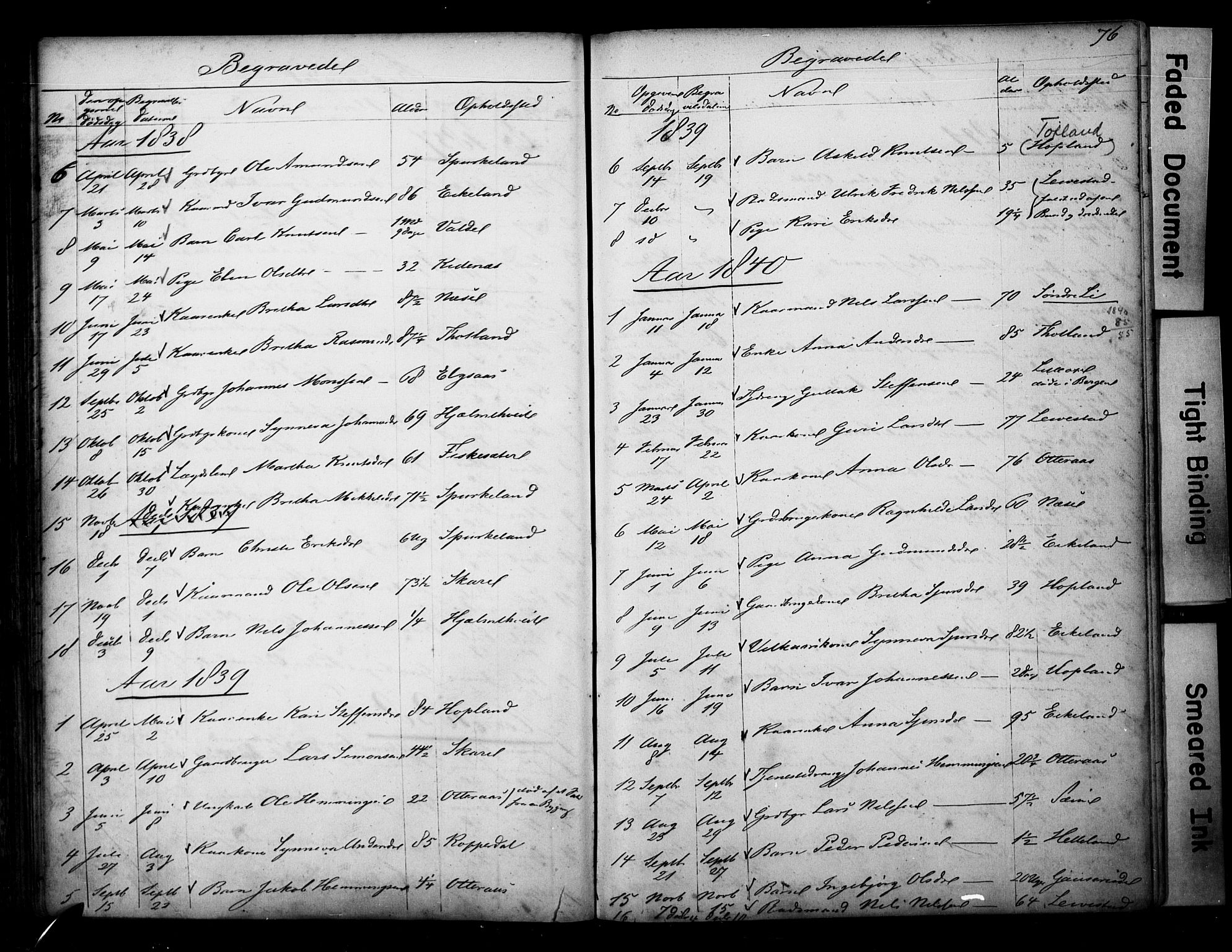 Alversund Sokneprestembete, SAB/A-73901/H/Ha/Hab: Parish register (copy) no. D 1, 1800-1870, p. 76