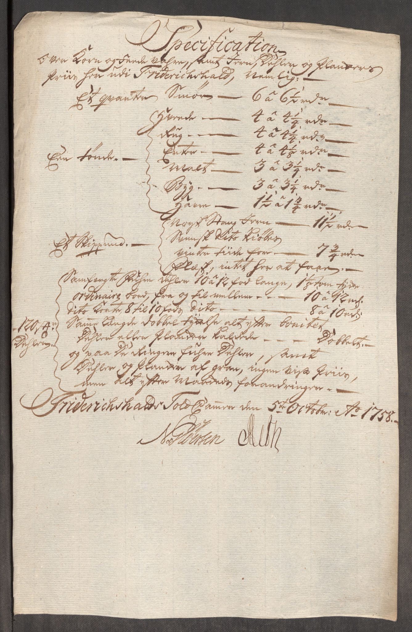 Rentekammeret inntil 1814, Realistisk ordnet avdeling, AV/RA-EA-4070/Oe/L0006: [Ø1]: Priskuranter, 1758-1760, p. 23