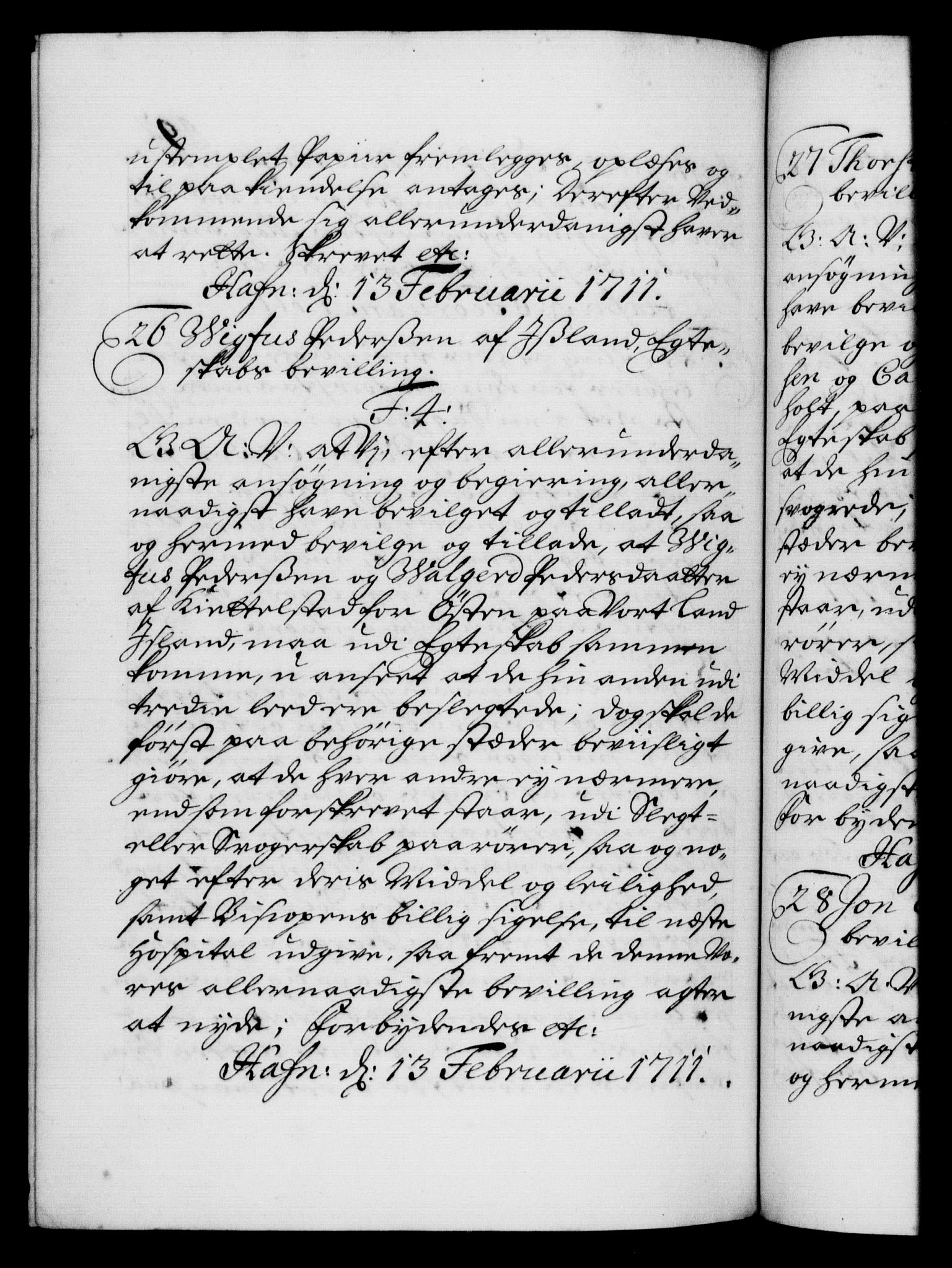 Danske Kanselli 1572-1799, AV/RA-EA-3023/F/Fc/Fca/Fcaa/L0020: Norske registre, 1708-1711, p. 492b