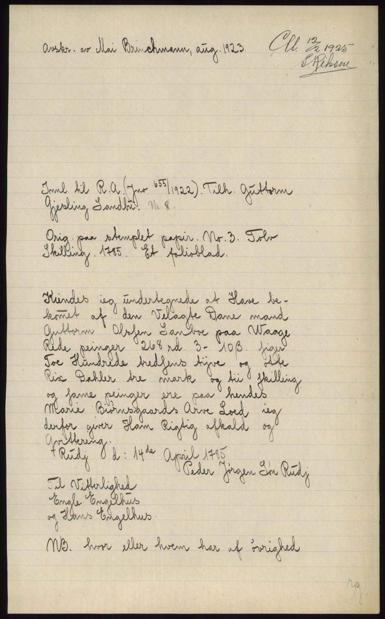 Samlinger til kildeutgivelse, Diplomavskriftsamlingen, AV/RA-EA-4053/H/Ha, p. 3403