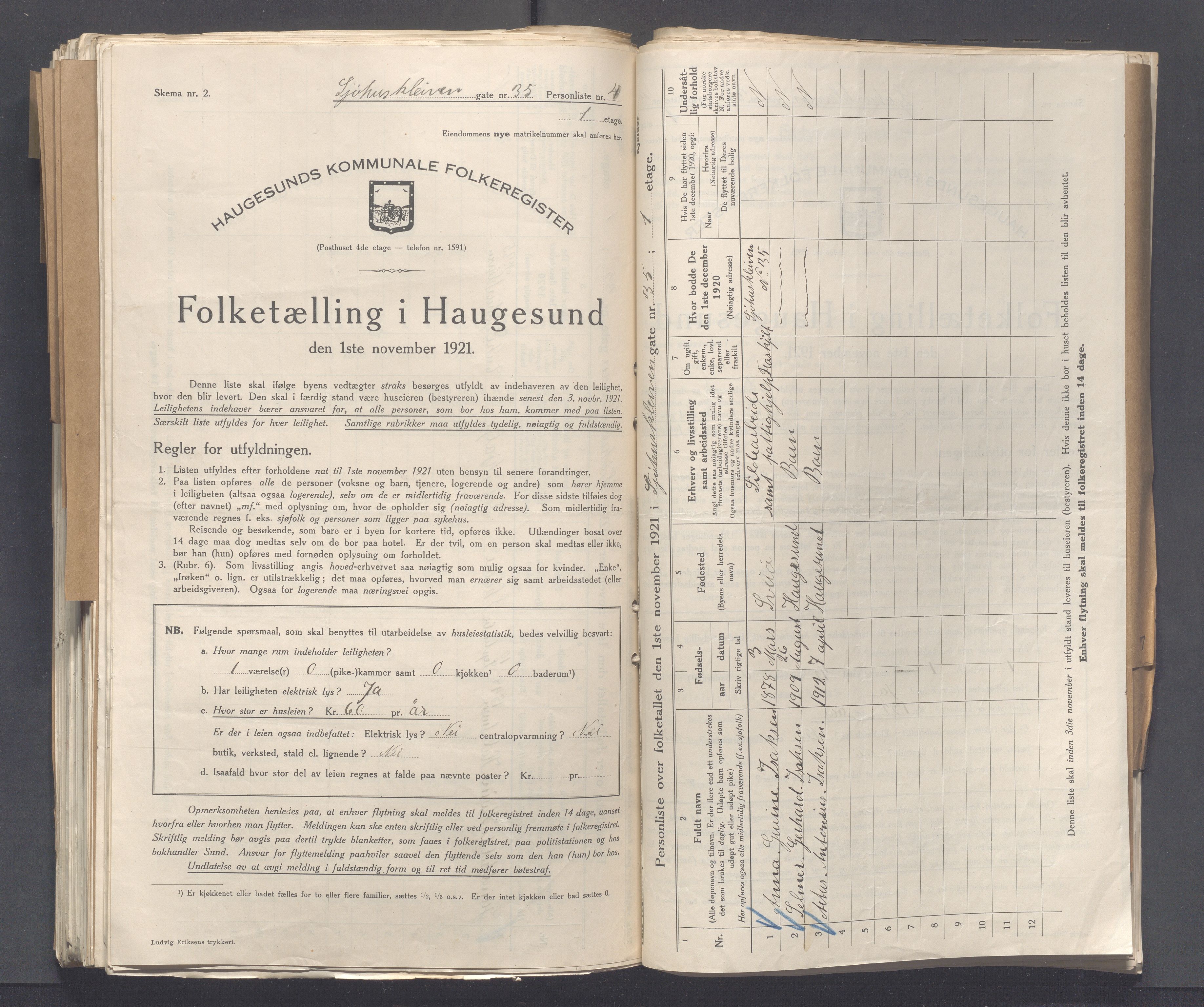 IKAR, Local census 1.11.1921 for Haugesund, 1921, p. 6582