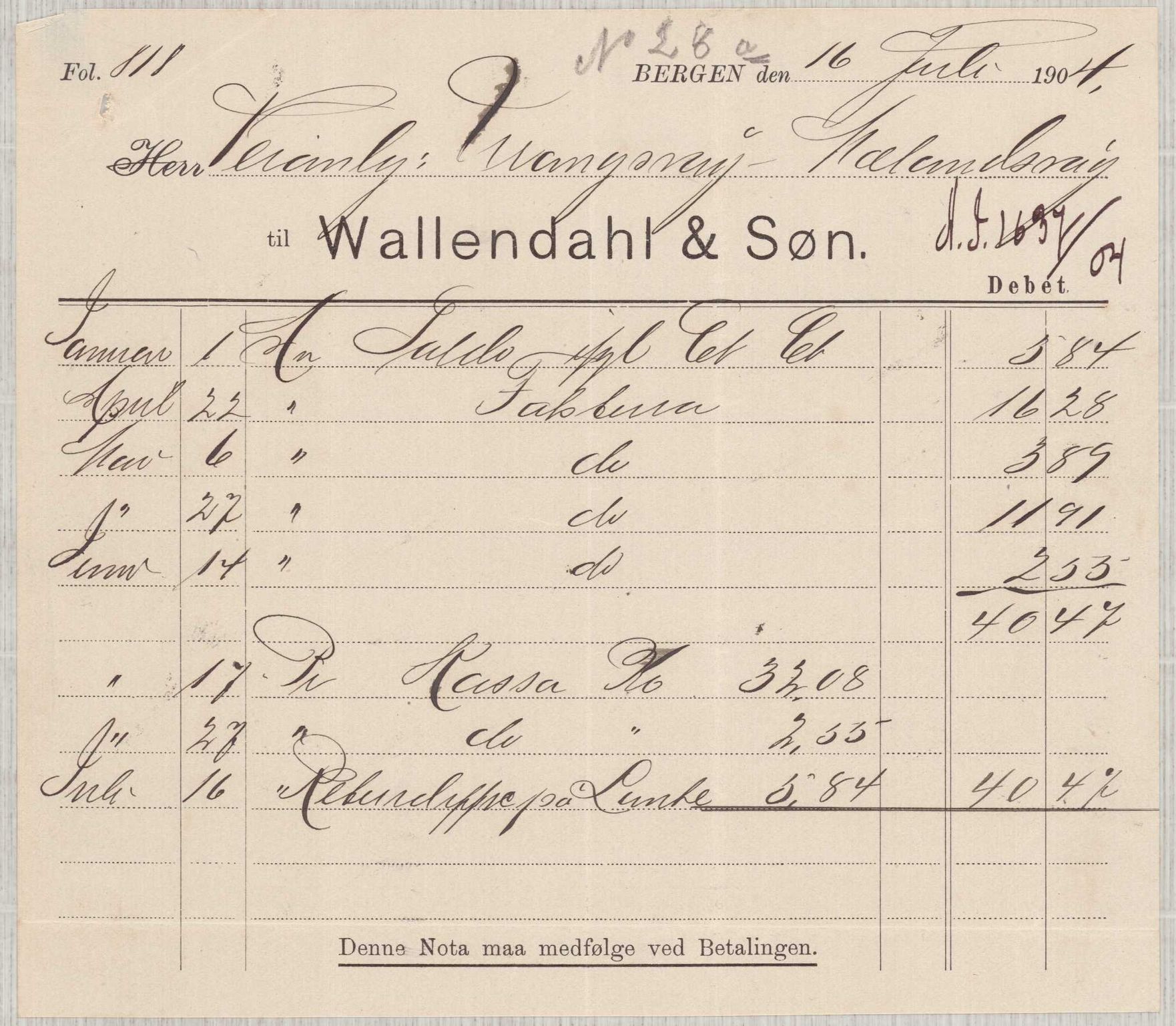 Finnaas kommune. Formannskapet, IKAH/1218a-021/E/Ea/L0002/0003: Rekneskap for veganlegg / Rekneskap for veganlegget Urangsvåg - Mælandsvåg, 1904-1905, p. 39