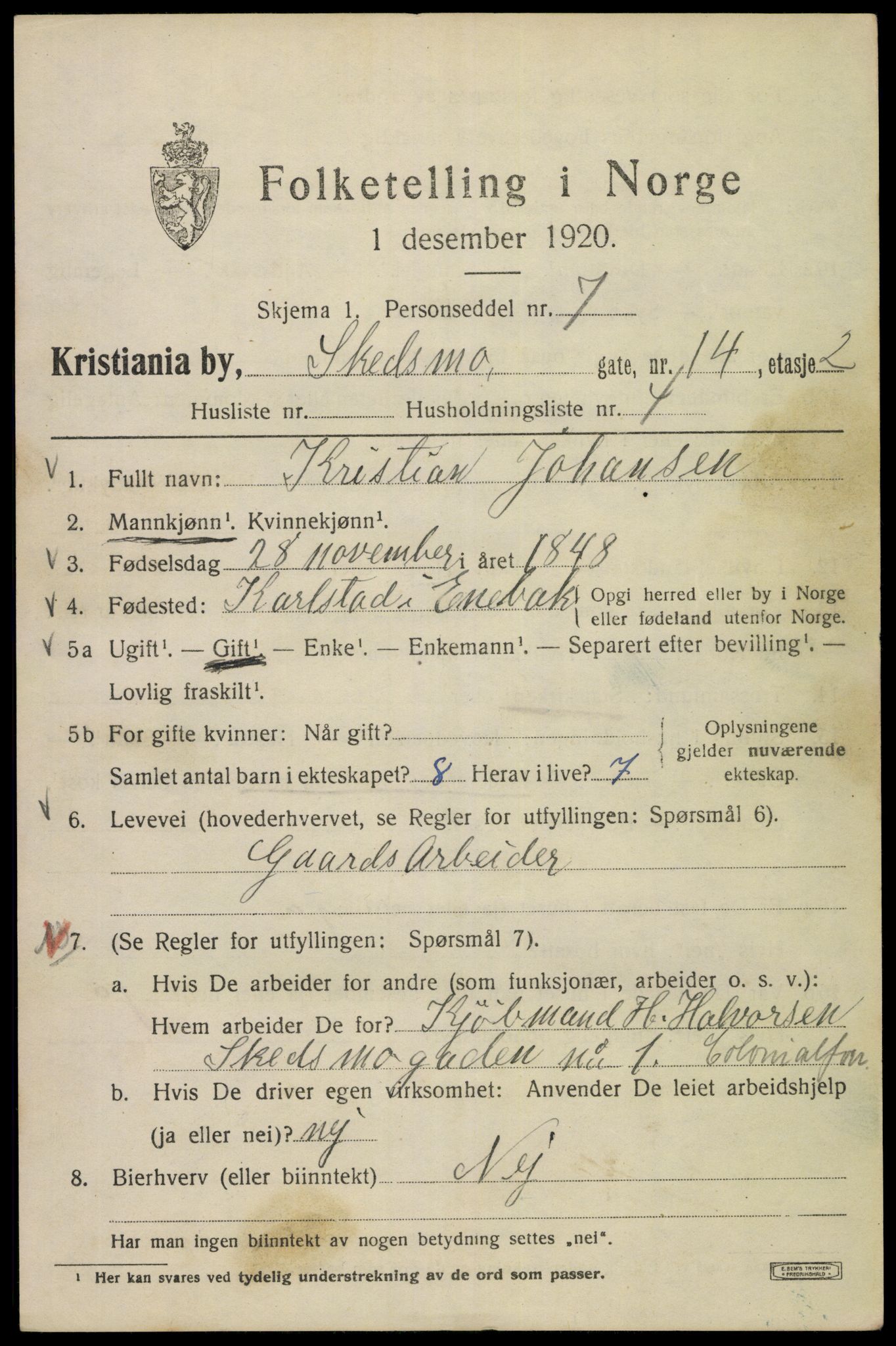 SAO, 1920 census for Kristiania, 1920, p. 512087