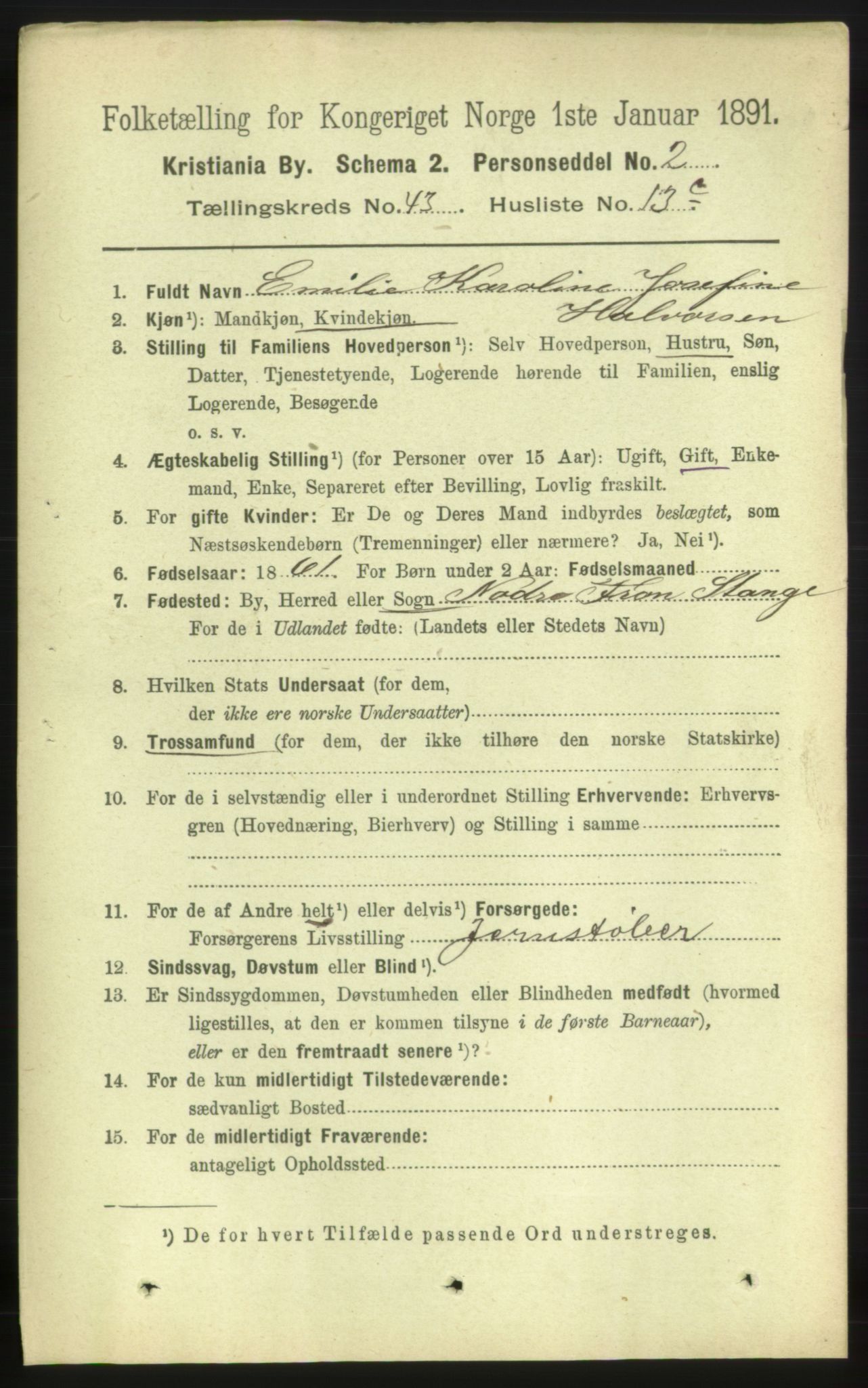 RA, 1891 census for 0301 Kristiania, 1891, p. 26162