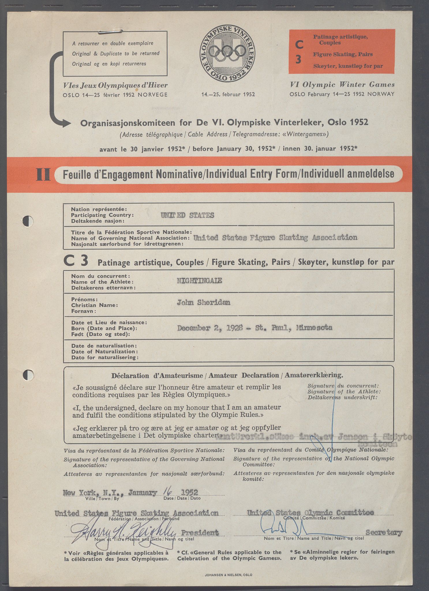 Organisasjonskomiteen for de VI. olympiske vinterleker, OBA/A-20130/H/Ha, 1951-1952, p. 1343