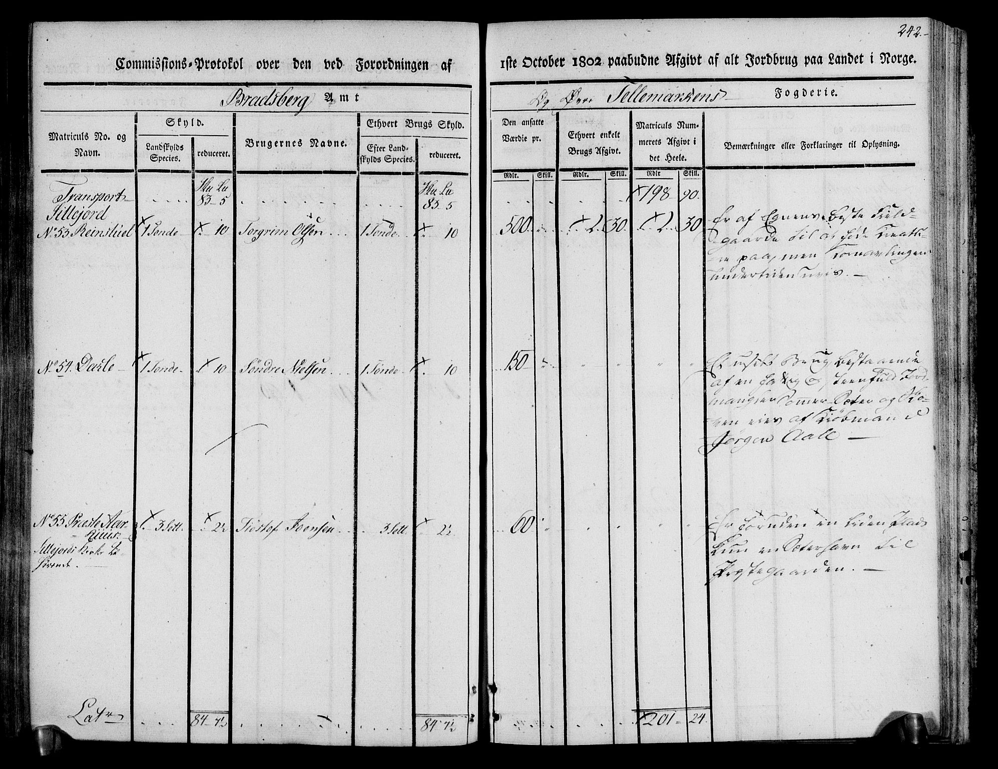 Rentekammeret inntil 1814, Realistisk ordnet avdeling, RA/EA-4070/N/Ne/Nea/L0074: Øvre Telemarken fogderi. Kommisjonsprotokoll for fogderiets østre del - Tinn, Hjartdal og Seljord prestegjeld., 1803, p. 242