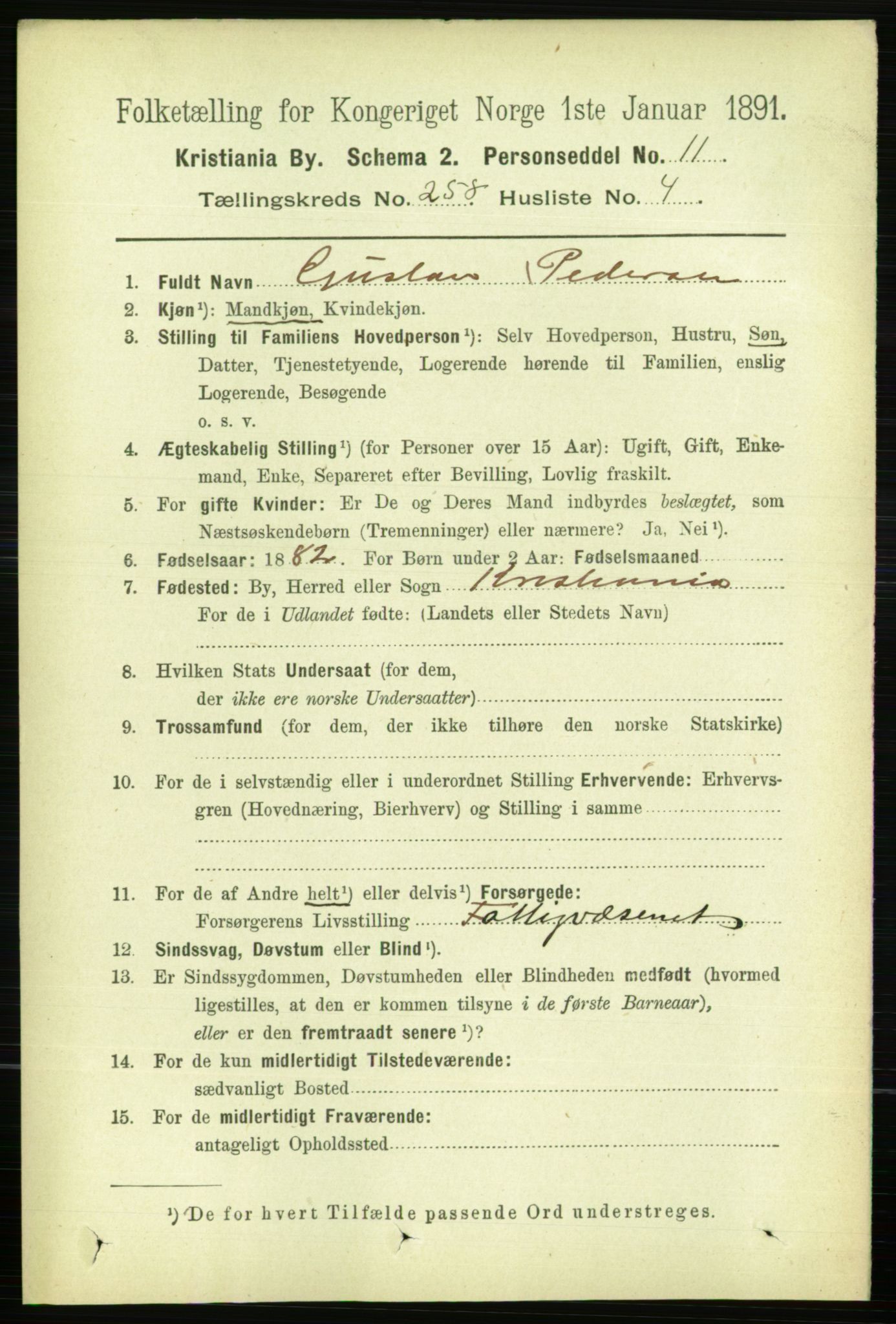 RA, 1891 census for 0301 Kristiania, 1891, p. 157179