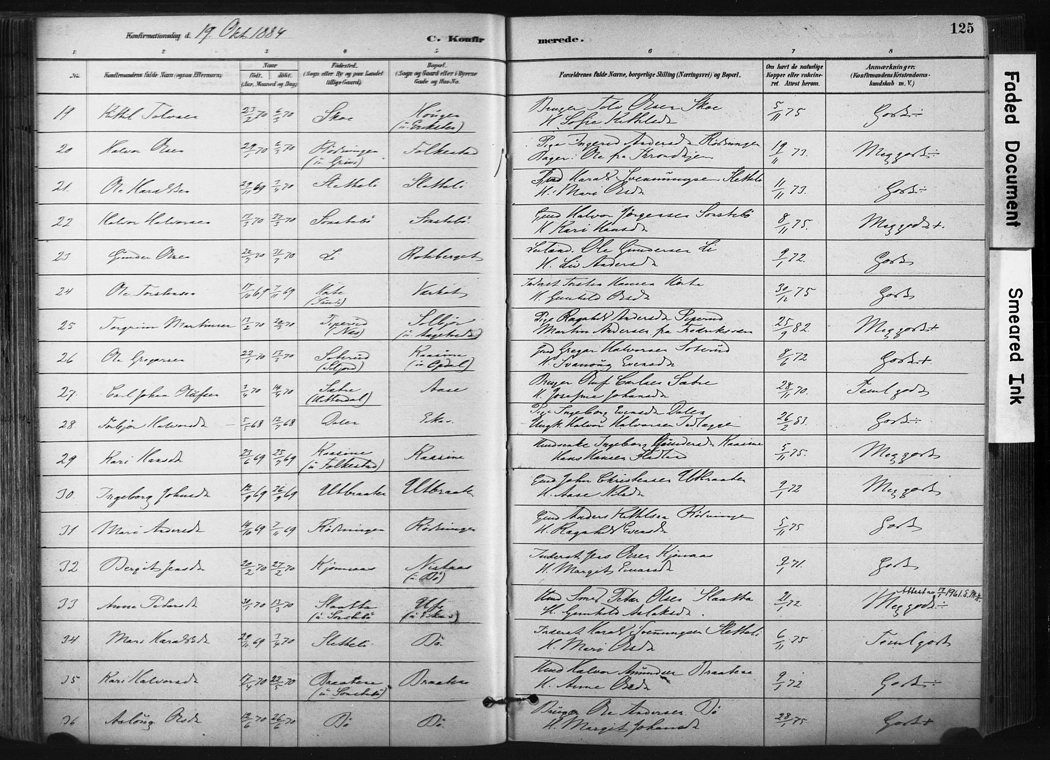 Bø kirkebøker, SAKO/A-257/F/Fa/L0010: Parish register (official) no. 10, 1880-1892, p. 125