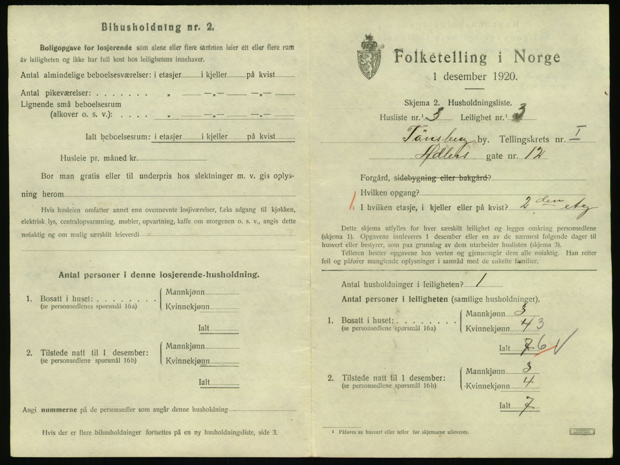 SAKO, 1920 census for Tønsberg, 1920, p. 2527