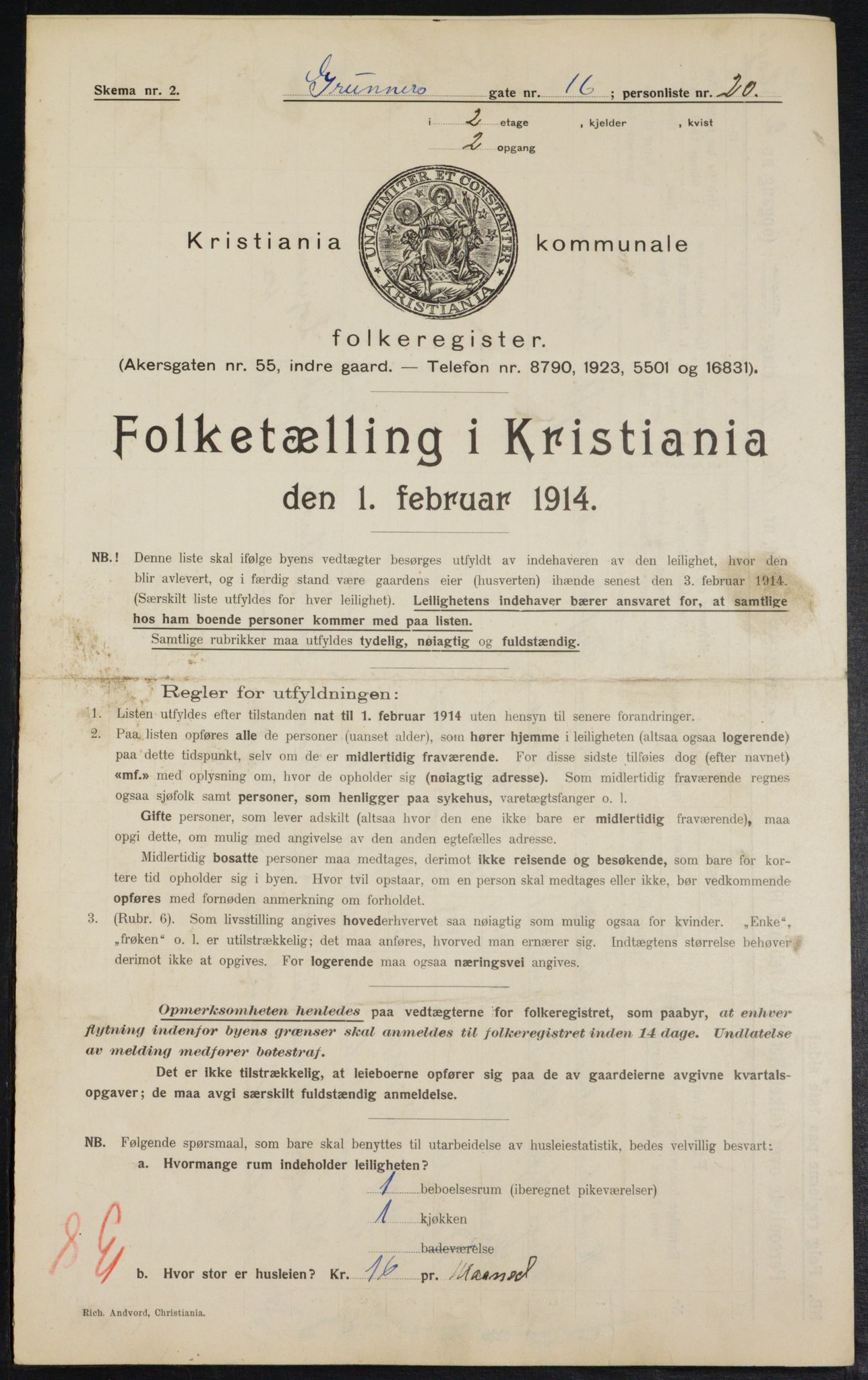 OBA, Municipal Census 1914 for Kristiania, 1914, p. 31242