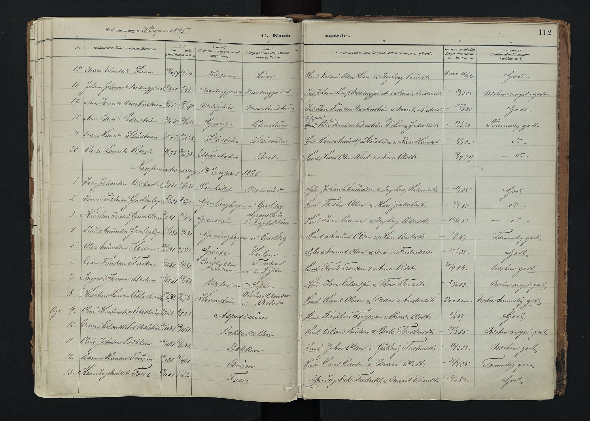 Nord-Fron prestekontor, SAH/PREST-080/H/Ha/Haa/L0005: Parish register (official) no. 5, 1884-1914, p. 112