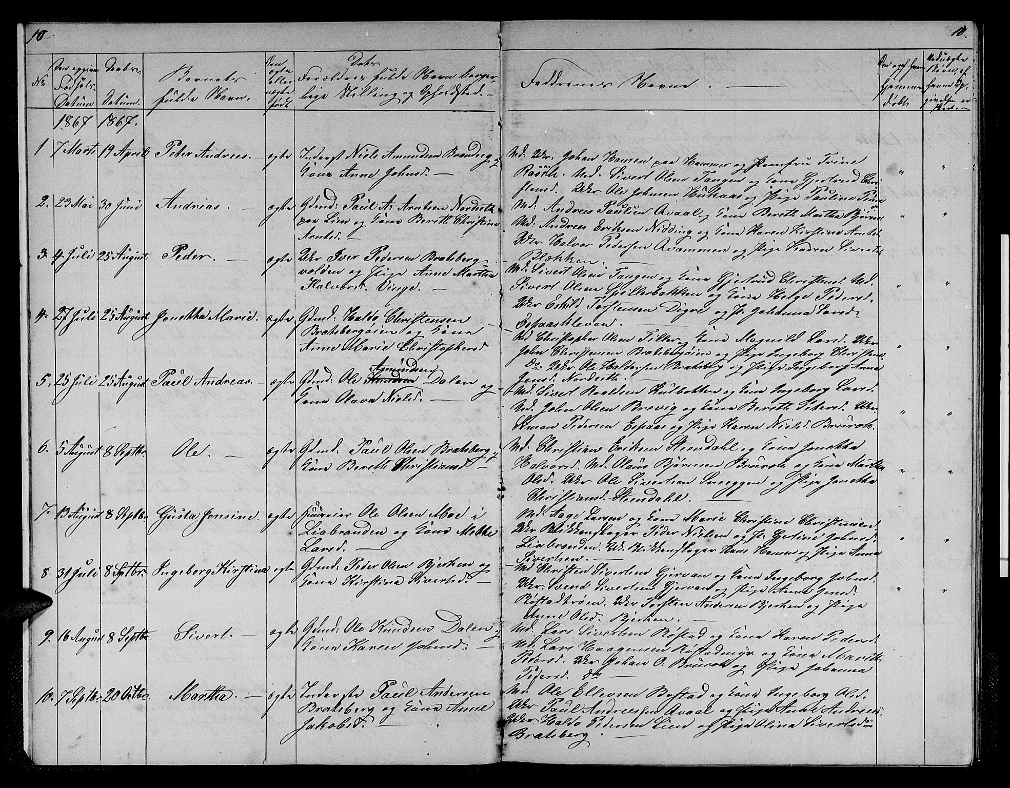 Ministerialprotokoller, klokkerbøker og fødselsregistre - Sør-Trøndelag, SAT/A-1456/608/L0340: Parish register (copy) no. 608C06, 1864-1889, p. 10-11