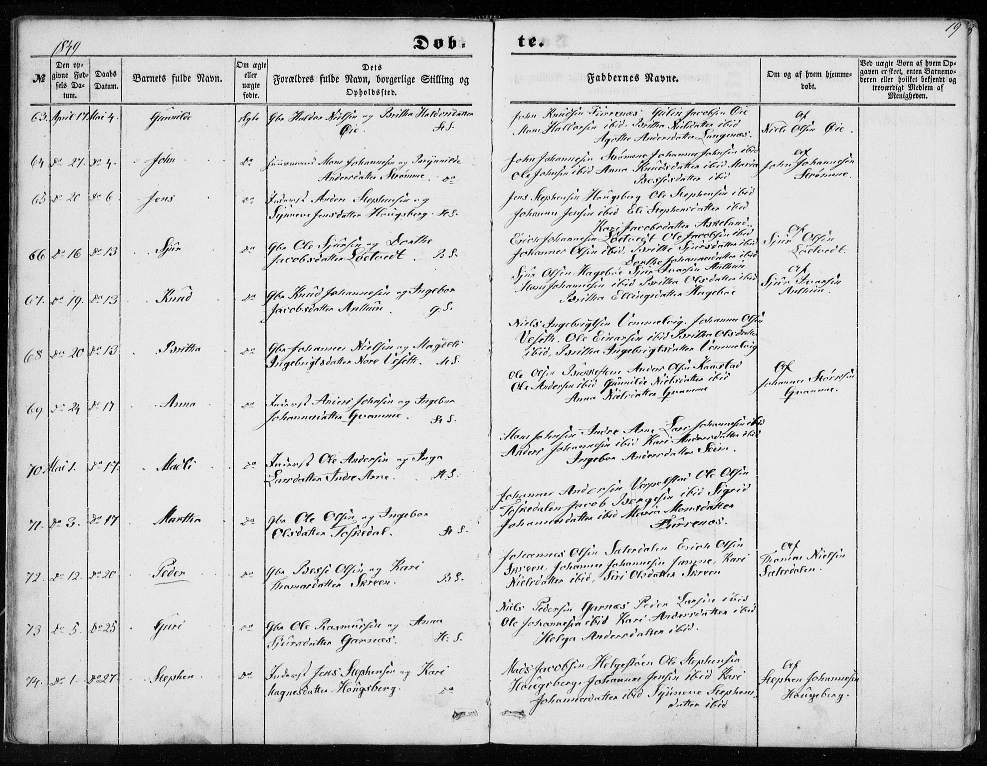 Haus sokneprestembete, SAB/A-75601/H/Haa: Parish register (official) no. A 16 I, 1848-1857, p. 19