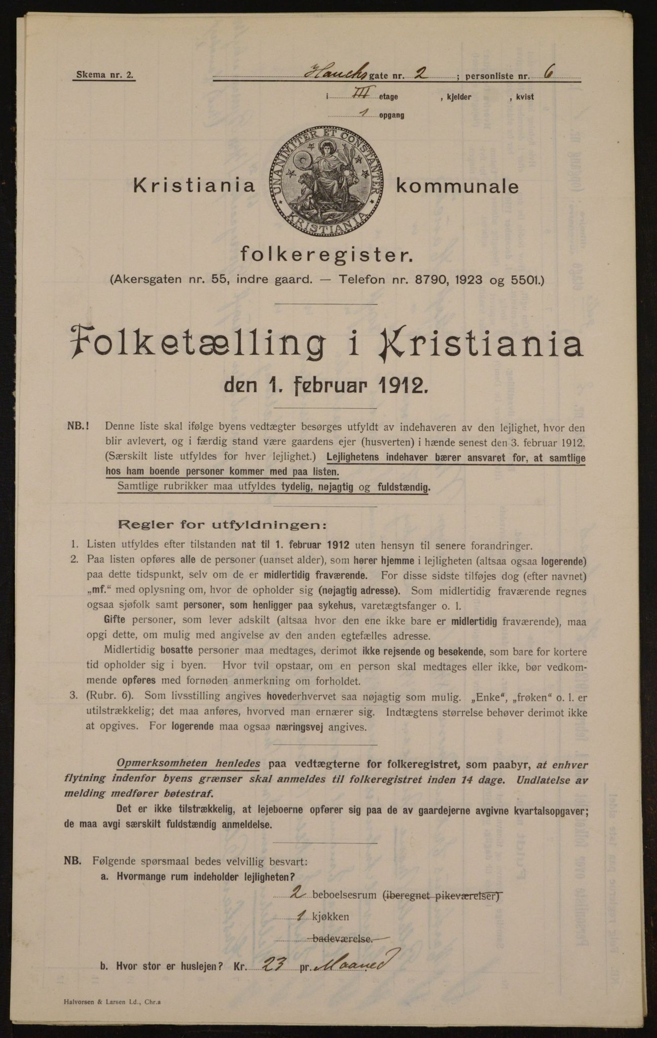 OBA, Municipal Census 1912 for Kristiania, 1912, p. 35398