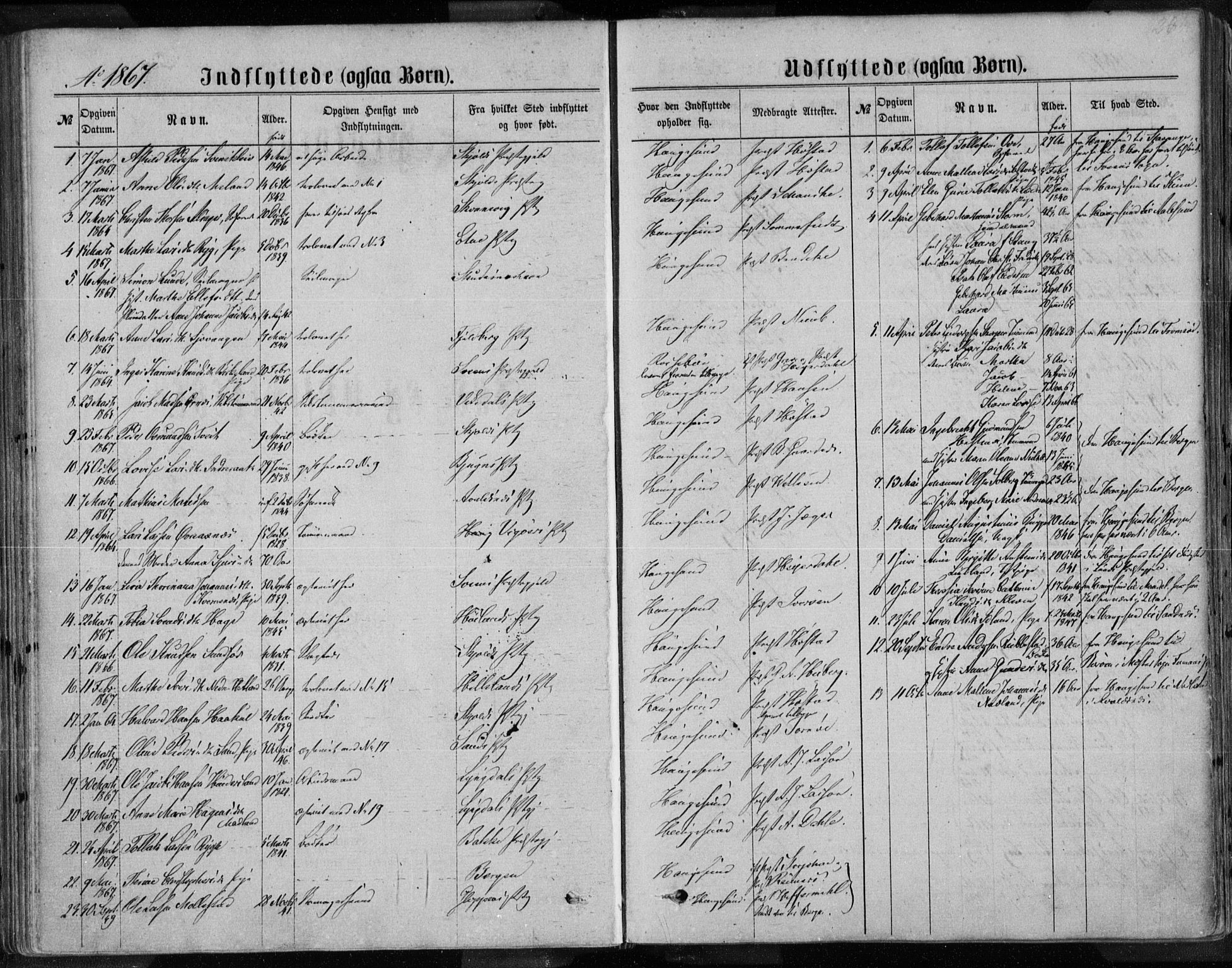 Torvastad sokneprestkontor, AV/SAST-A -101857/H/Ha/Haa/L0013: Parish register (official) no. A 12.2, 1867-1877