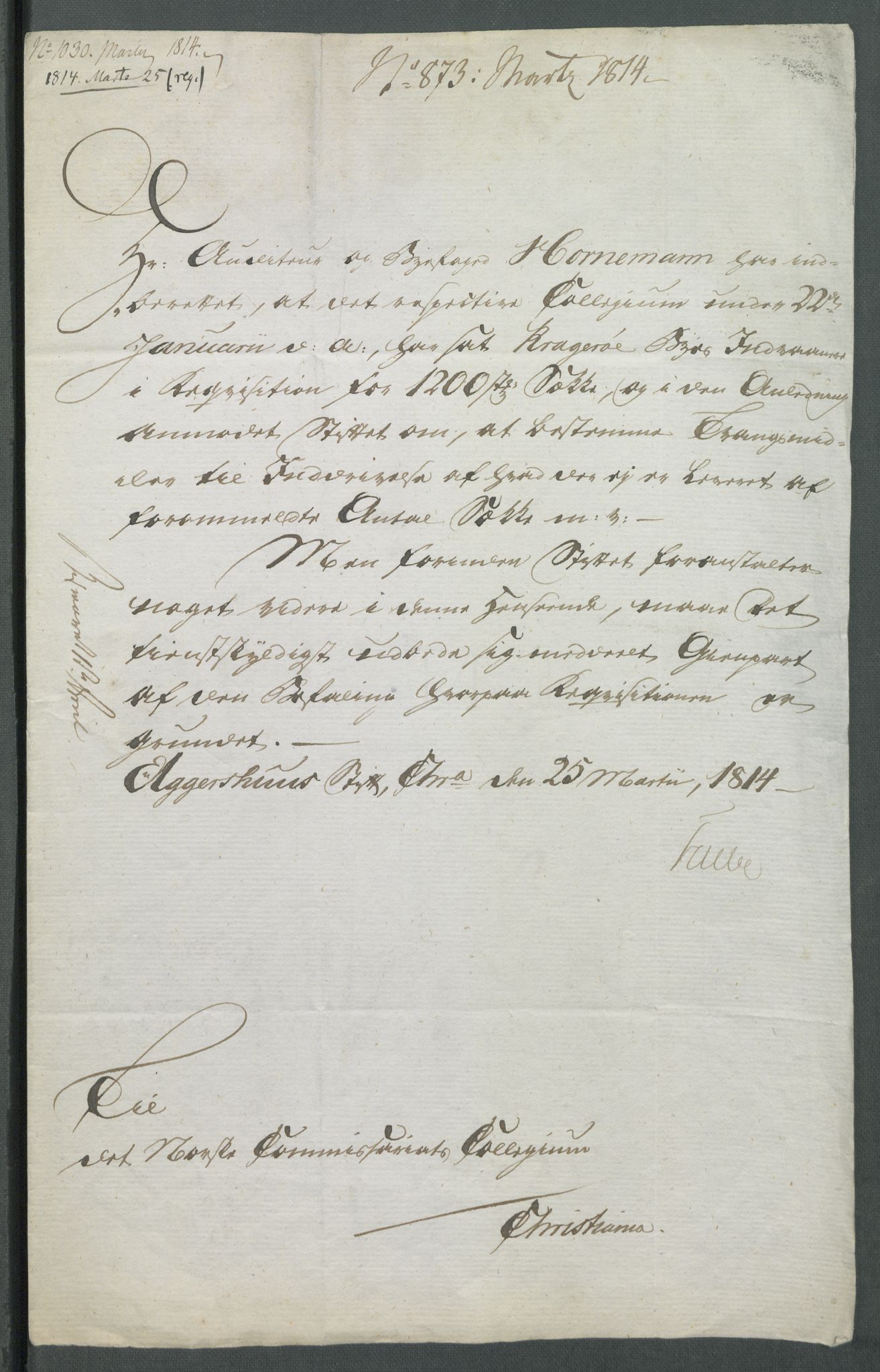 Forskjellige samlinger, Historisk-kronologisk samling, AV/RA-EA-4029/G/Ga/L0009A: Historisk-kronologisk samling. Dokumenter fra januar og ut september 1814. , 1814, p. 44