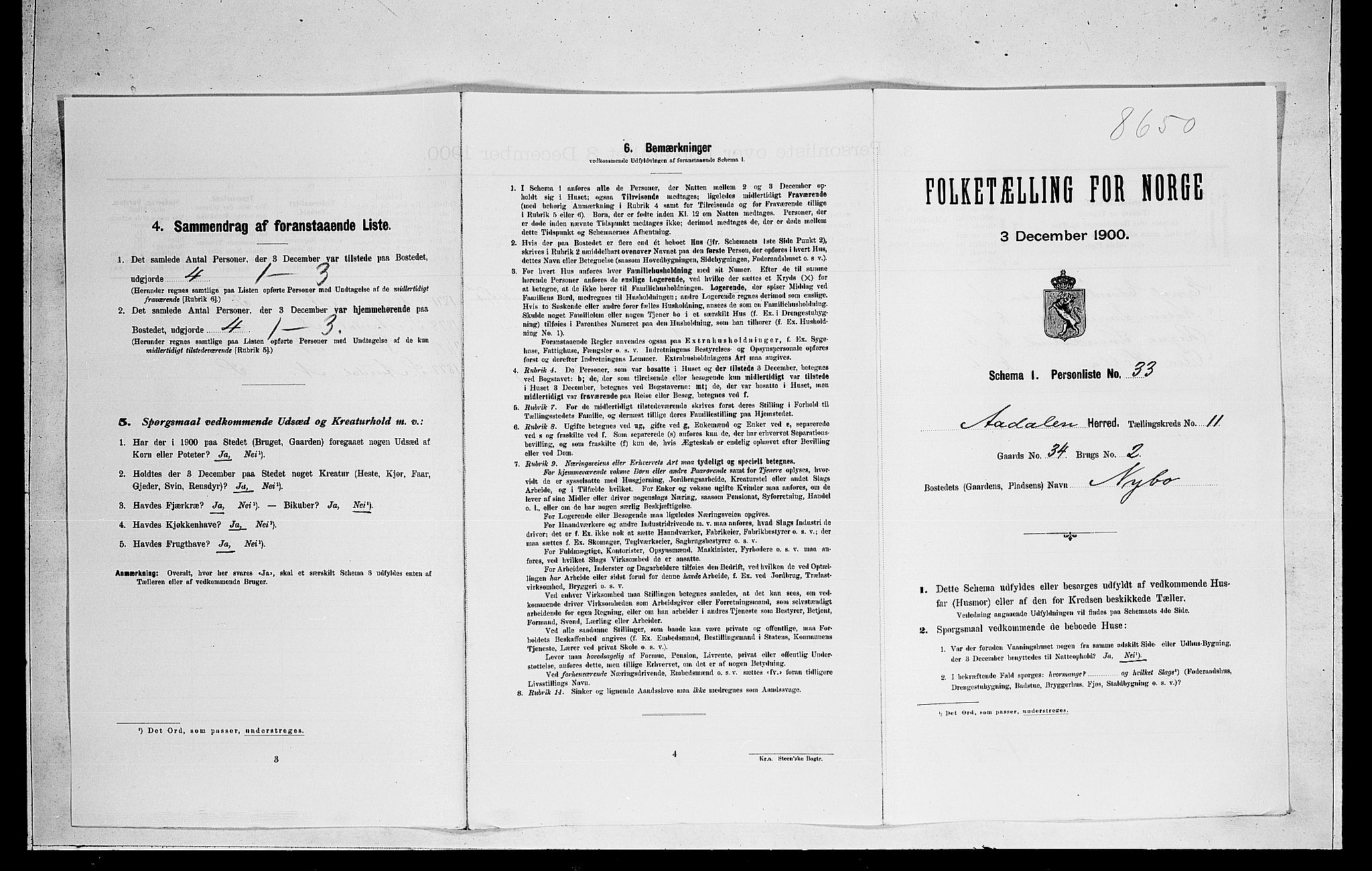 RA, 1900 census for Ådal, 1900, p. 802