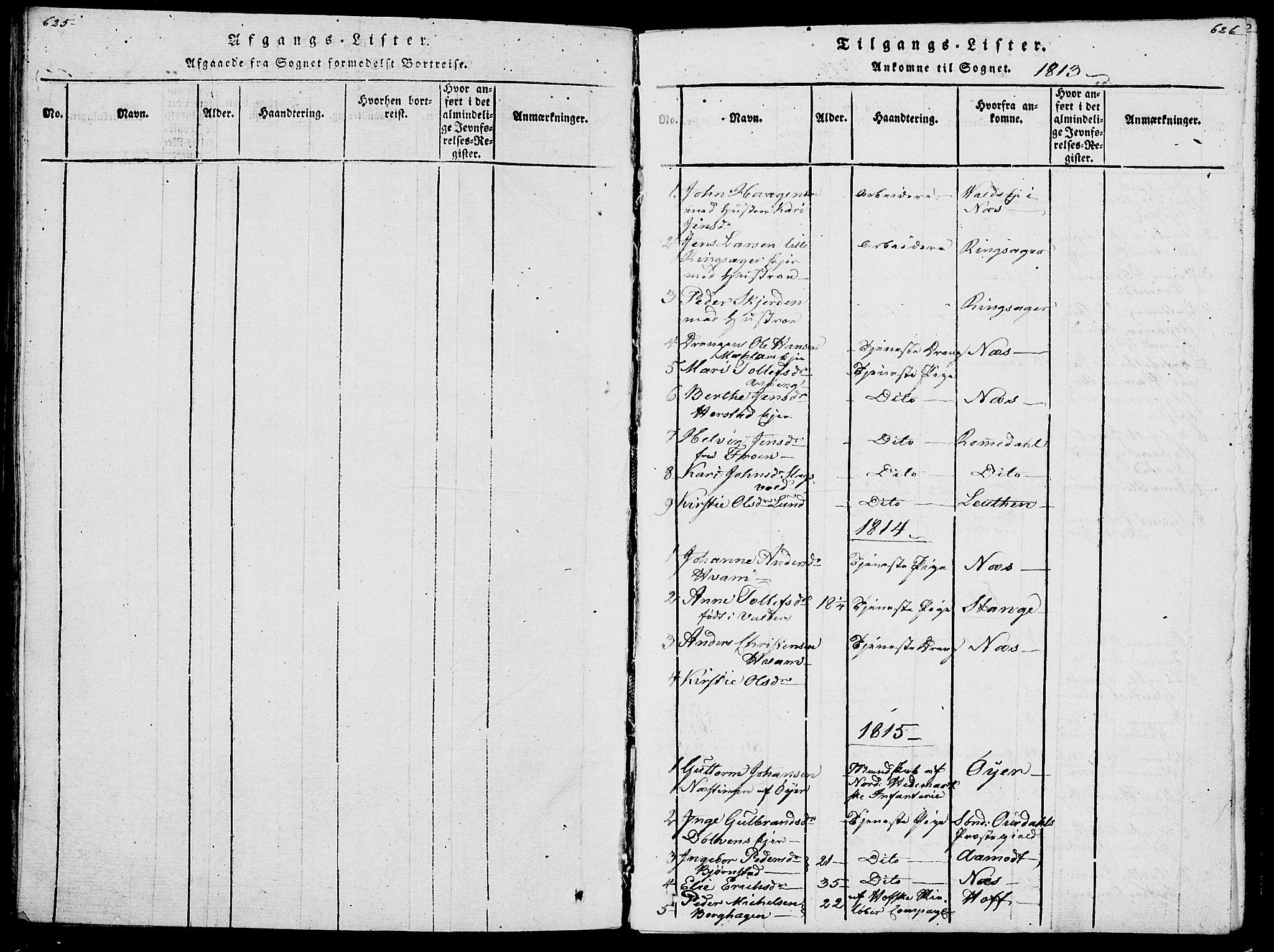 Vang prestekontor, Hedmark, SAH/PREST-008/H/Ha/Haa/L0007: Parish register (official) no. 7, 1813-1826, p. 625-626