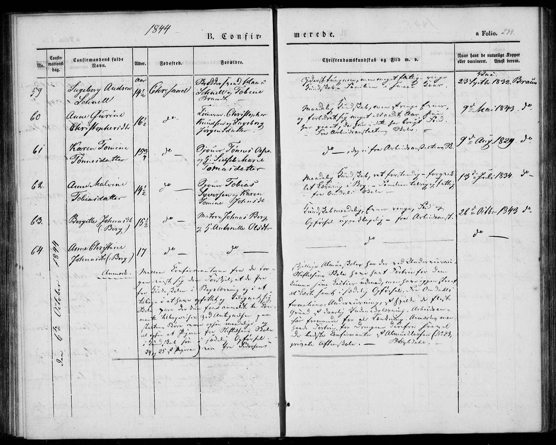 Kristiansand domprosti, AV/SAK-1112-0006/F/Fa/L0013: Parish register (official) no. A 13, 1842-1851, p. 234