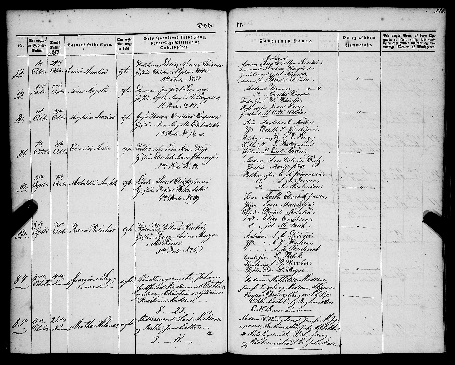 Nykirken Sokneprestembete, SAB/A-77101/H/Haa/L0014: Parish register (official) no. B 1, 1844-1858, p. 226