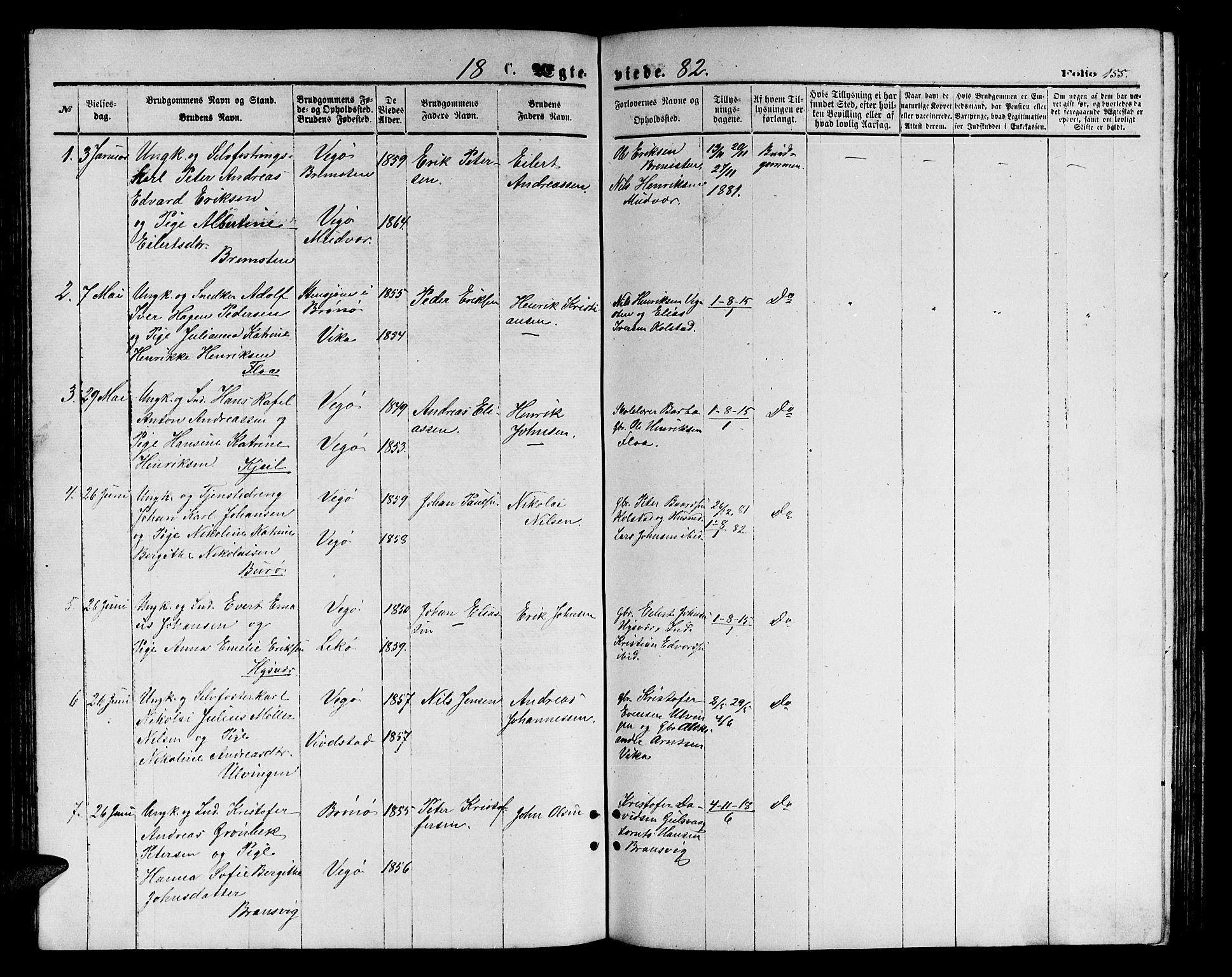 Ministerialprotokoller, klokkerbøker og fødselsregistre - Nordland, AV/SAT-A-1459/816/L0252: Parish register (copy) no. 816C02, 1871-1885, p. 155