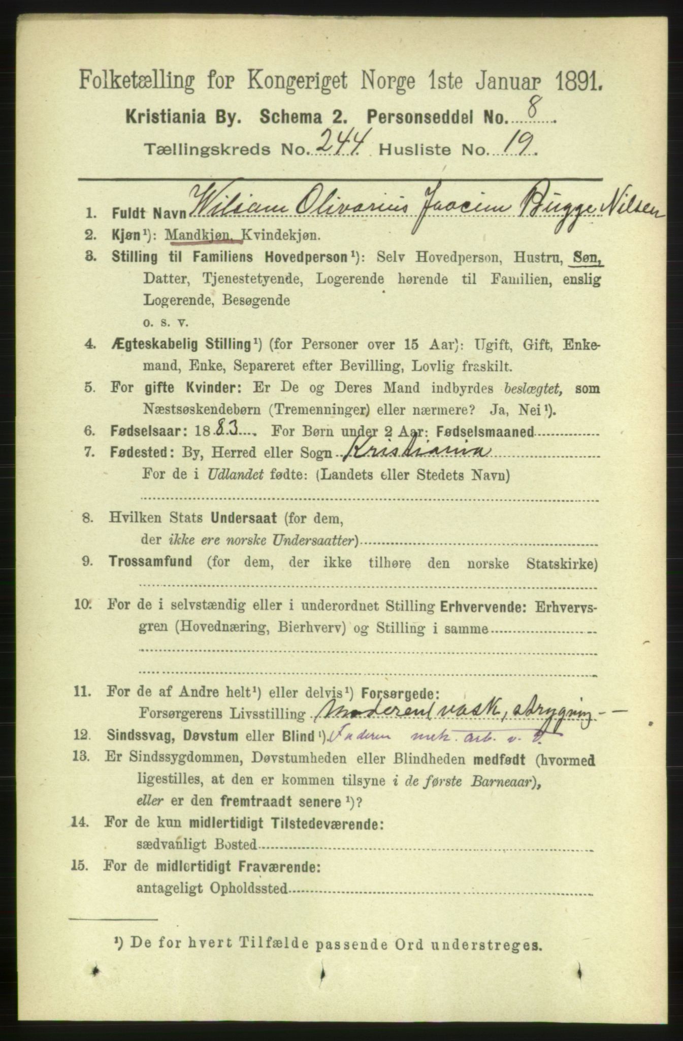 RA, 1891 census for 0301 Kristiania, 1891, p. 148982