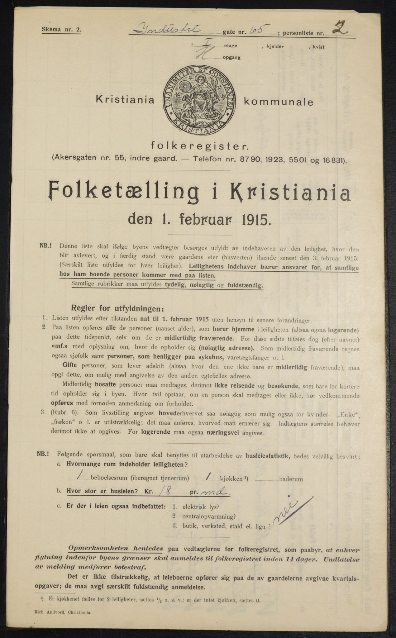 OBA, Municipal Census 1915 for Kristiania, 1915, p. 43199