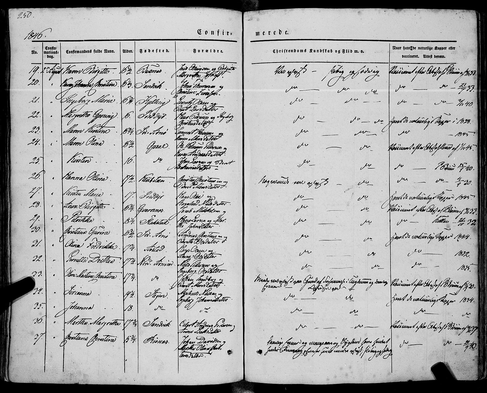 Ministerialprotokoller, klokkerbøker og fødselsregistre - Nordland, SAT/A-1459/805/L0097: Parish register (official) no. 805A04, 1837-1861, p. 250
