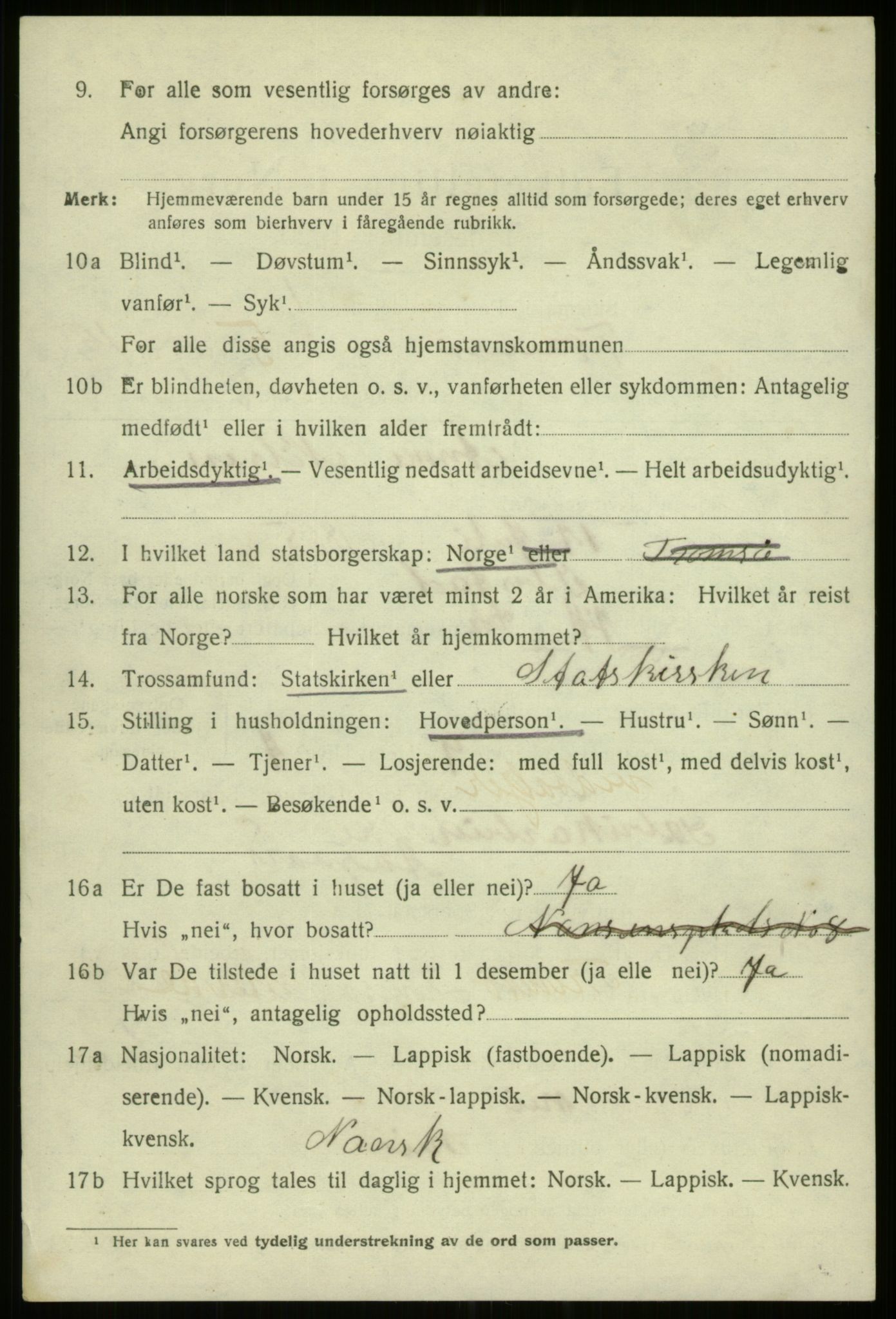 SATØ, 1920 census for Tromsø, 1920, p. 26190