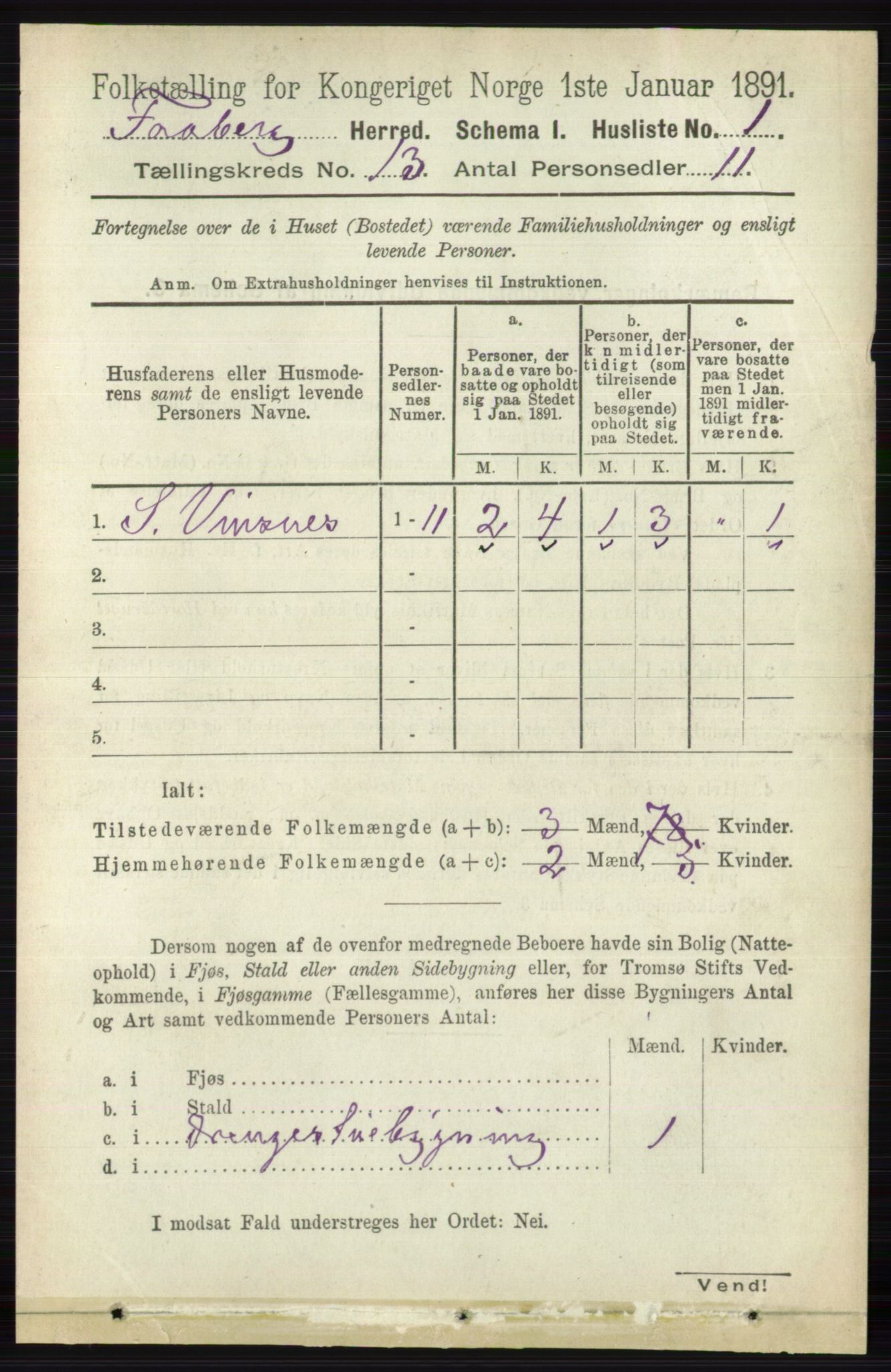 RA, 1891 census for 0524 Fåberg, 1891, p. 5175