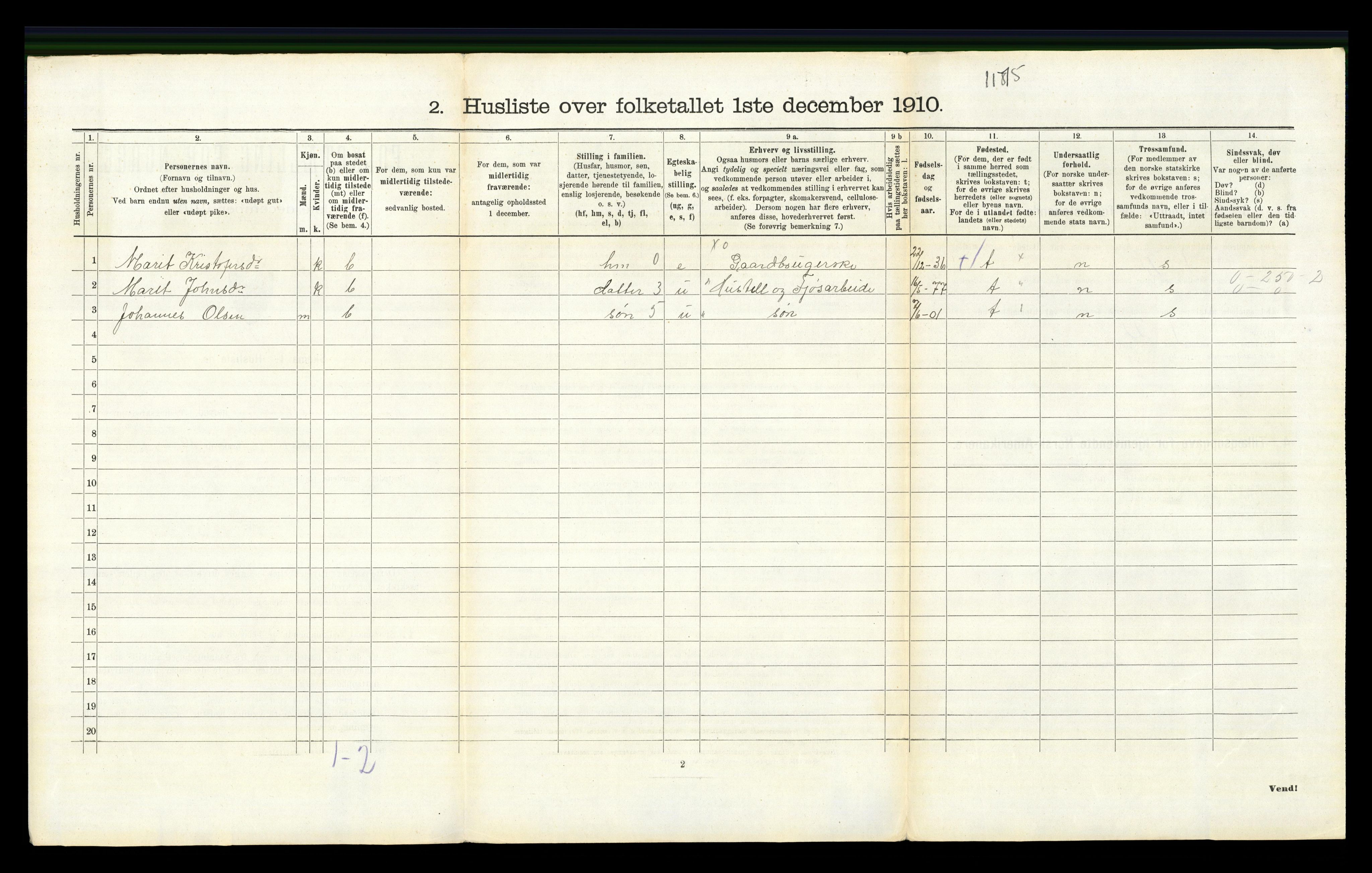 RA, 1910 census for Kvikne, 1910, p. 192