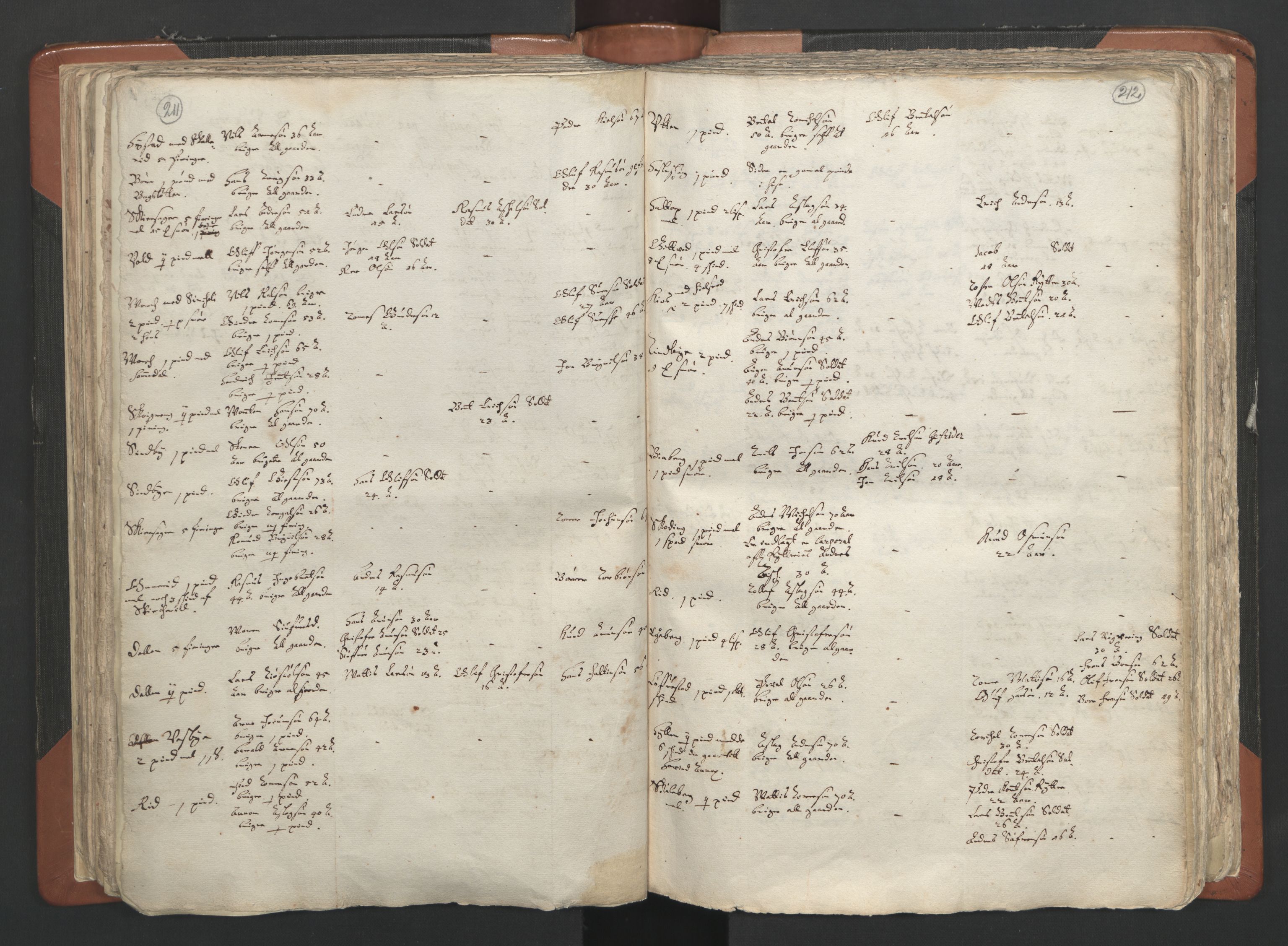 RA, Vicar's Census 1664-1666, no. 2: Øvre Borgesyssel deanery, 1664-1666, p. 211-212