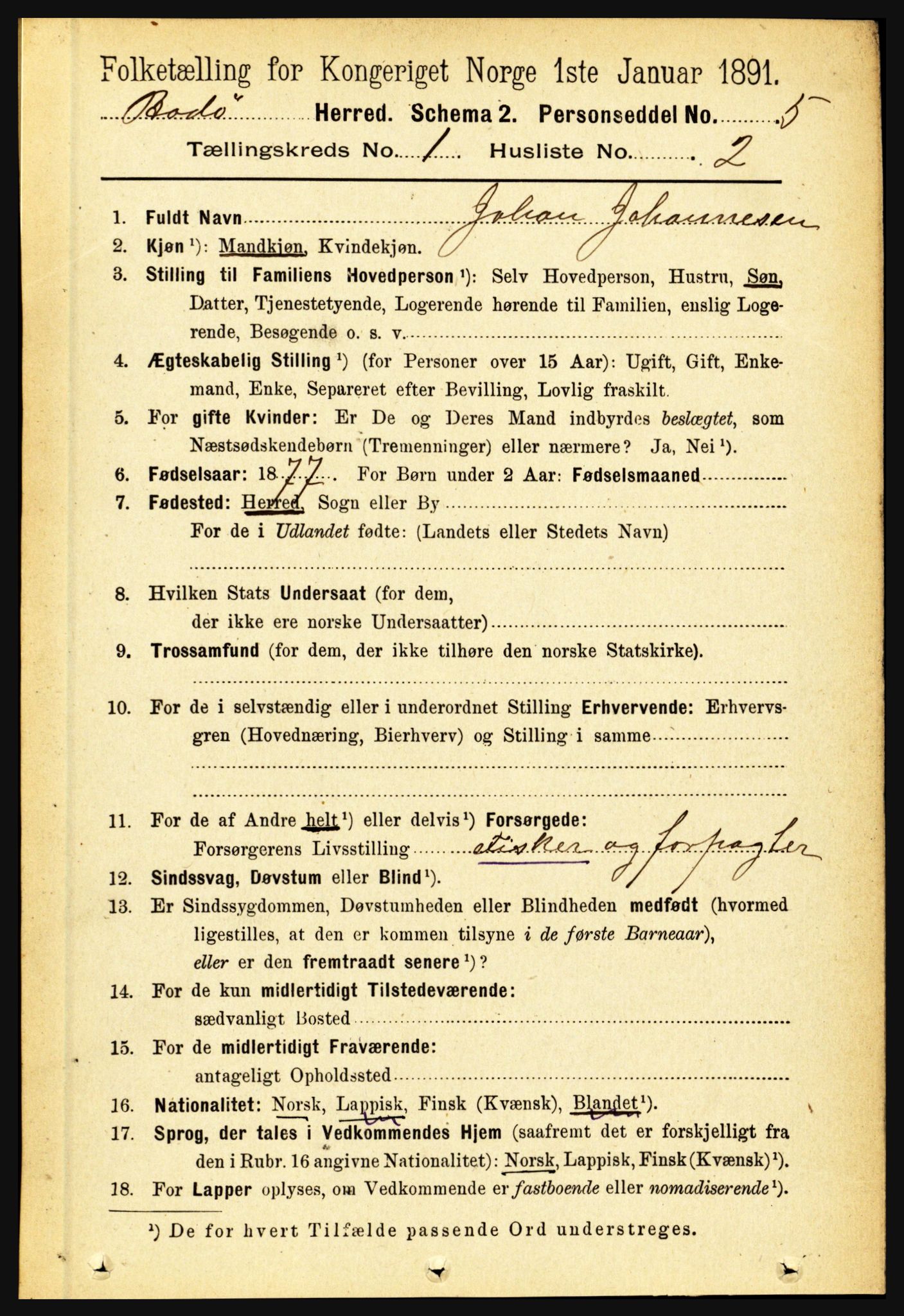 RA, 1891 census for 1843 Bodø, 1891, p. 112