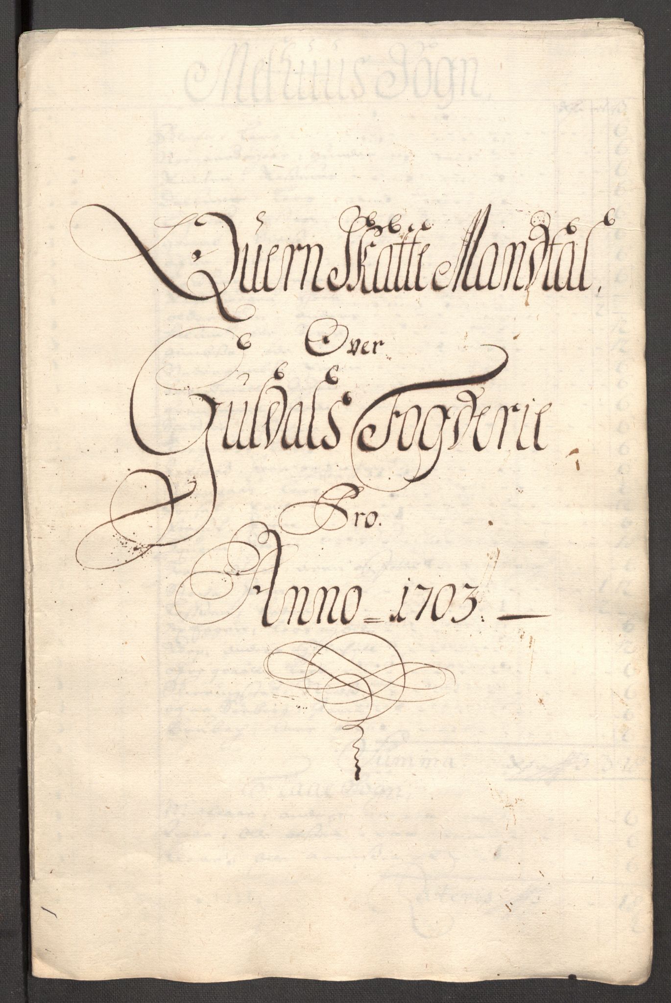 Rentekammeret inntil 1814, Reviderte regnskaper, Fogderegnskap, AV/RA-EA-4092/R60/L3953: Fogderegnskap Orkdal og Gauldal, 1703, p. 308